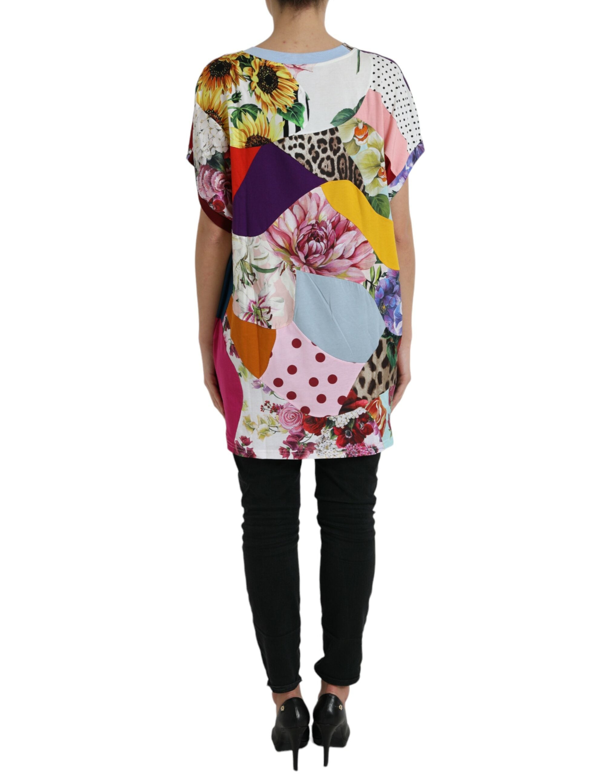 Dolce & Gabbana Multicolor Patchwork Cotton Silk Blouse Top Dolce & Gabbana