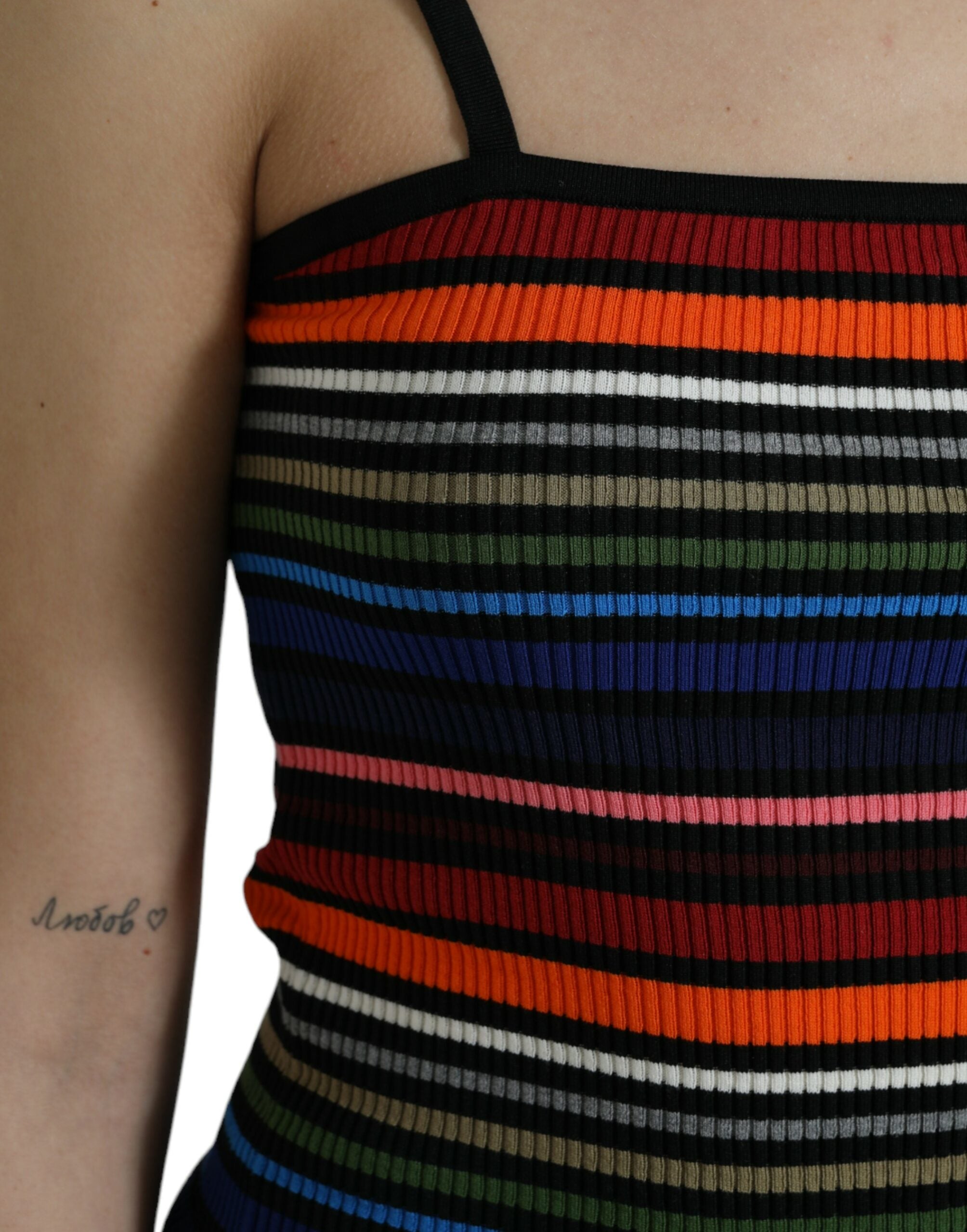 Dolce & Gabbana Multicolor Stripes Spaghetti Strap Tank Top Dolce & Gabbana