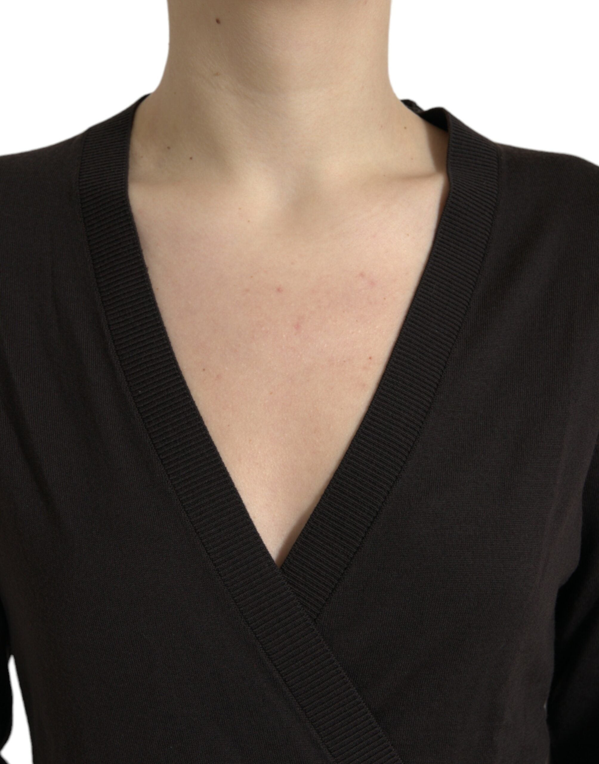 Dolce & Gabbana Black Wool V-neck Crossed Cardigan Sweater Dolce & Gabbana