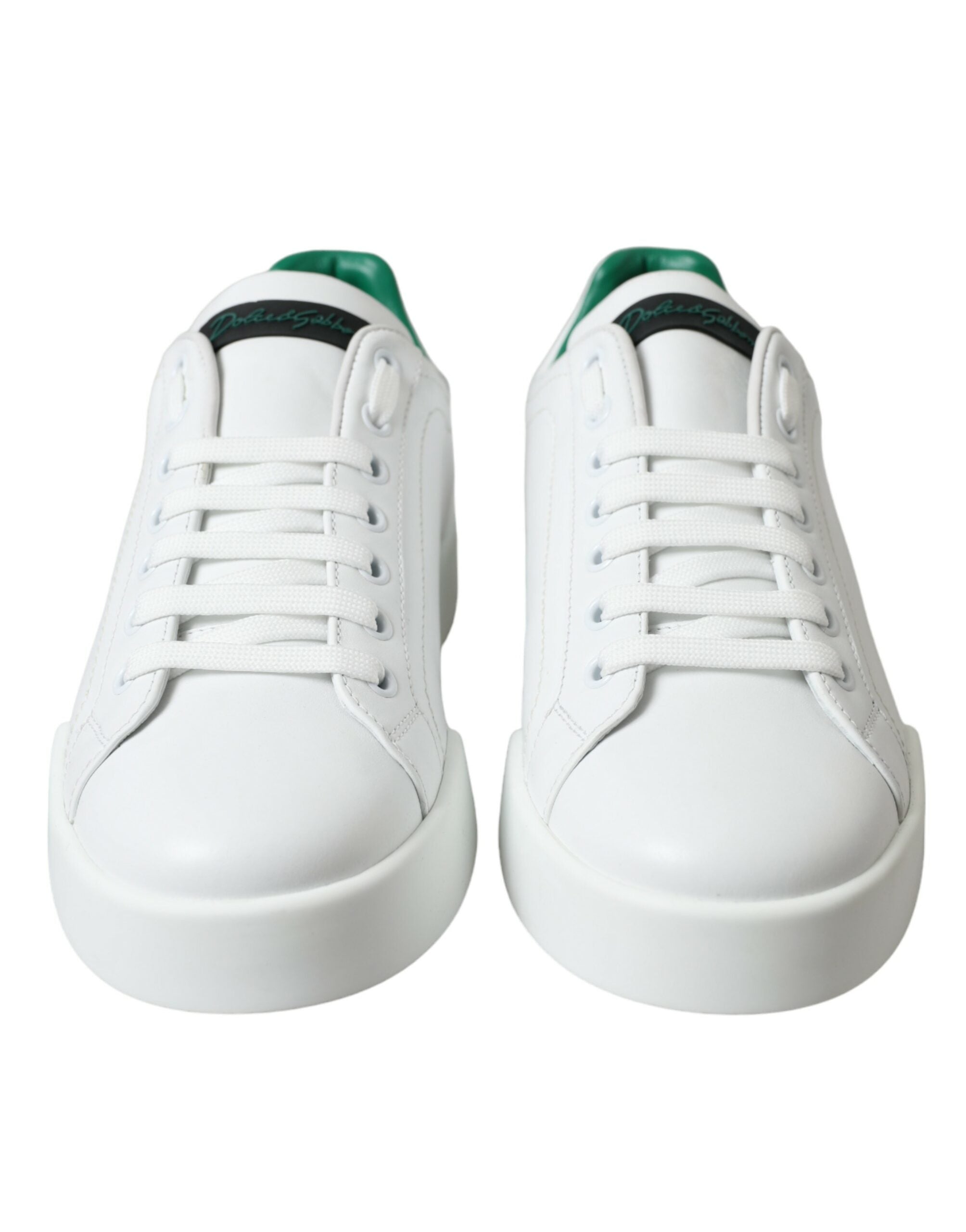 Dolce & Gabbana White Green Leather Portofino Sneakers Shoes Dolce & Gabbana