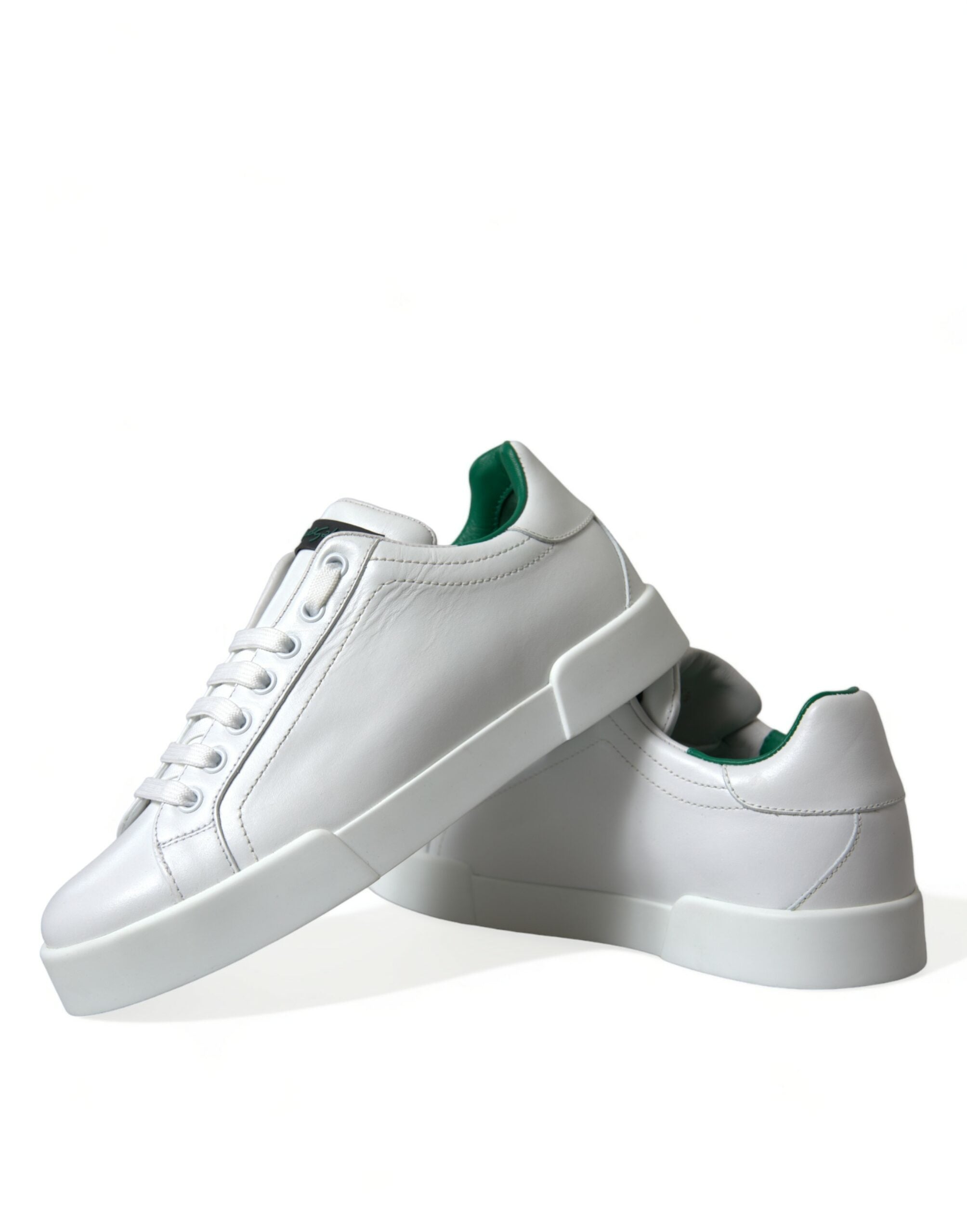Dolce & Gabbana White Green Leather Portofino Sneakers Shoes Dolce & Gabbana