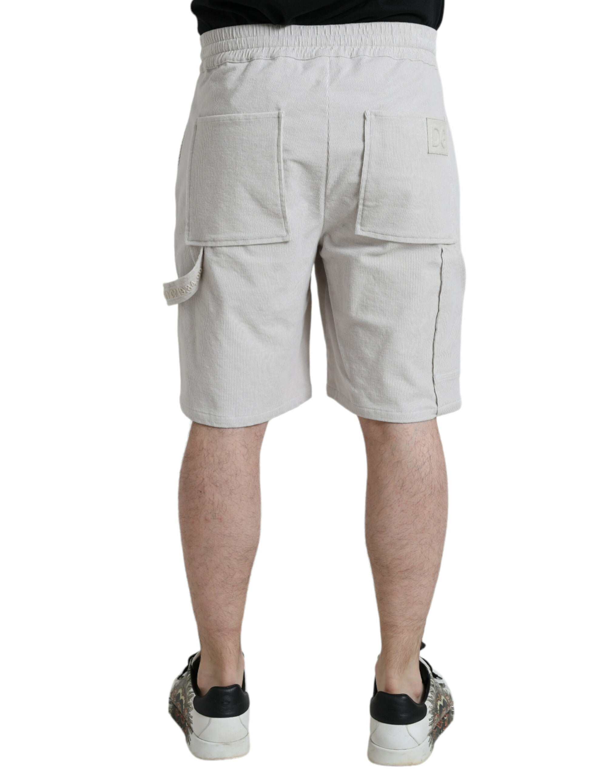 Dolce & Gabbana Beige Cotton Corduroy Logo Bermuda Shorts Dolce & Gabbana