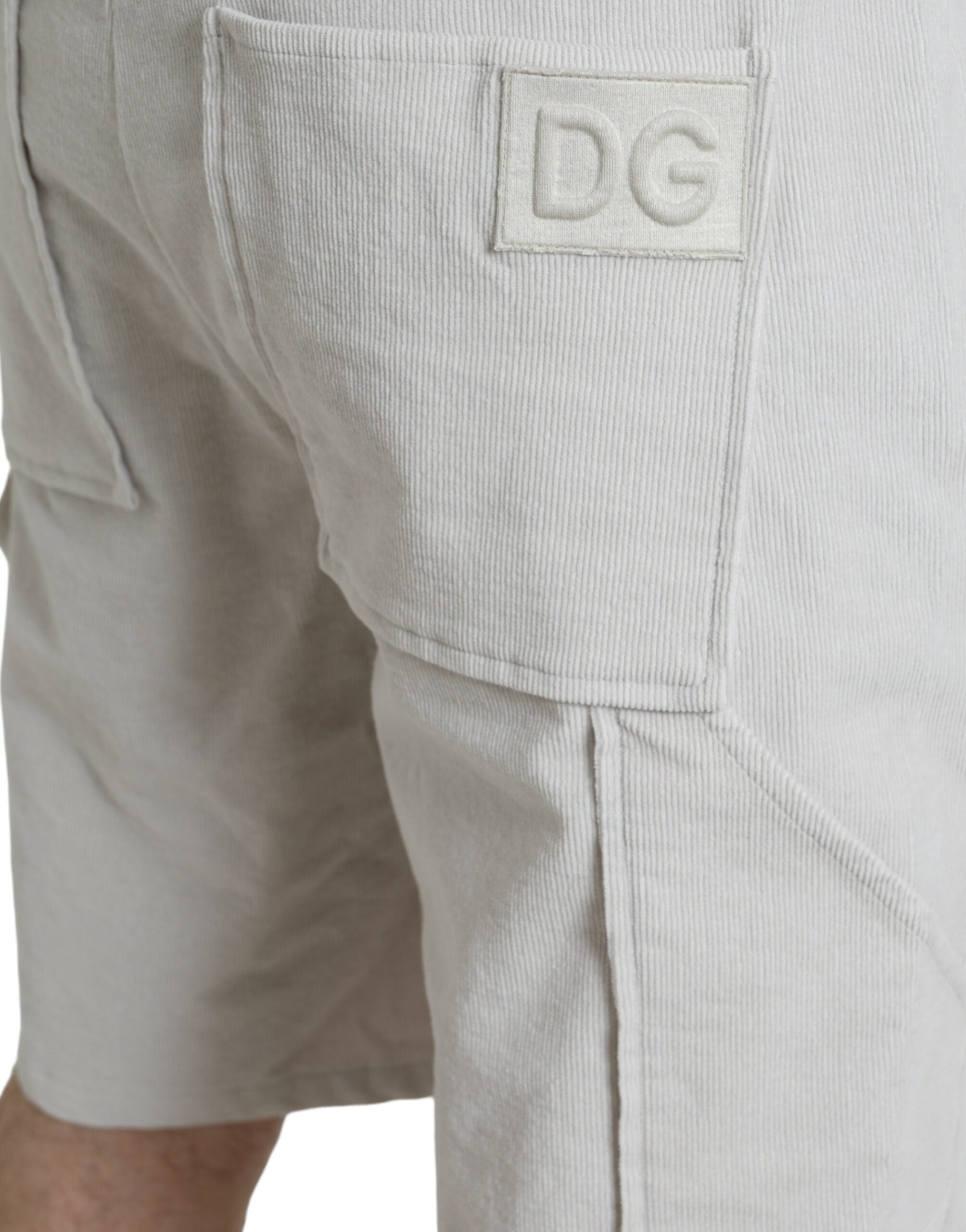 Dolce & Gabbana Beige Cotton Corduroy Logo Bermuda Shorts Dolce & Gabbana