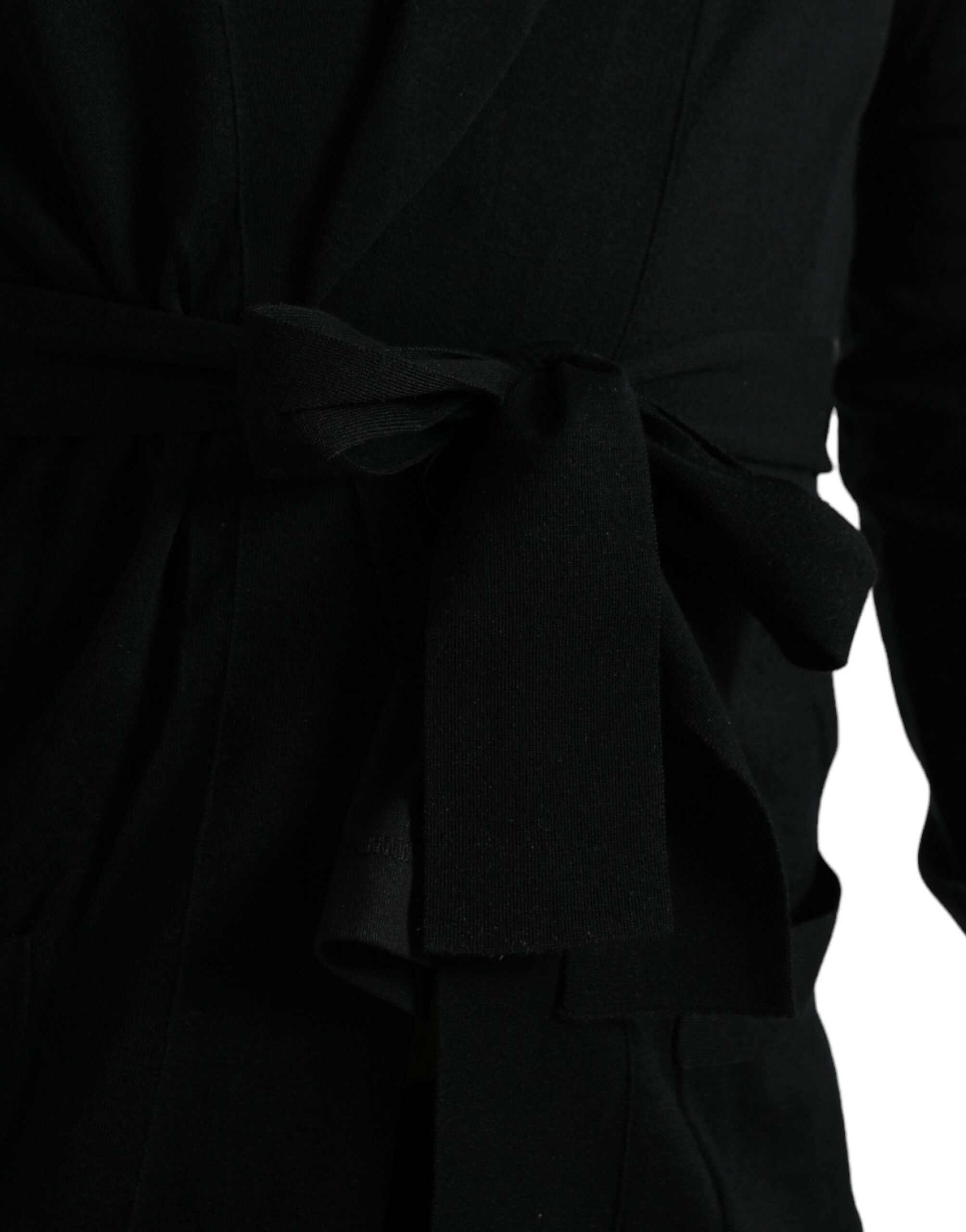 Dolce & Gabbana Black Cashmere Long Sleeves Belted Wrap Robe Dolce & Gabbana