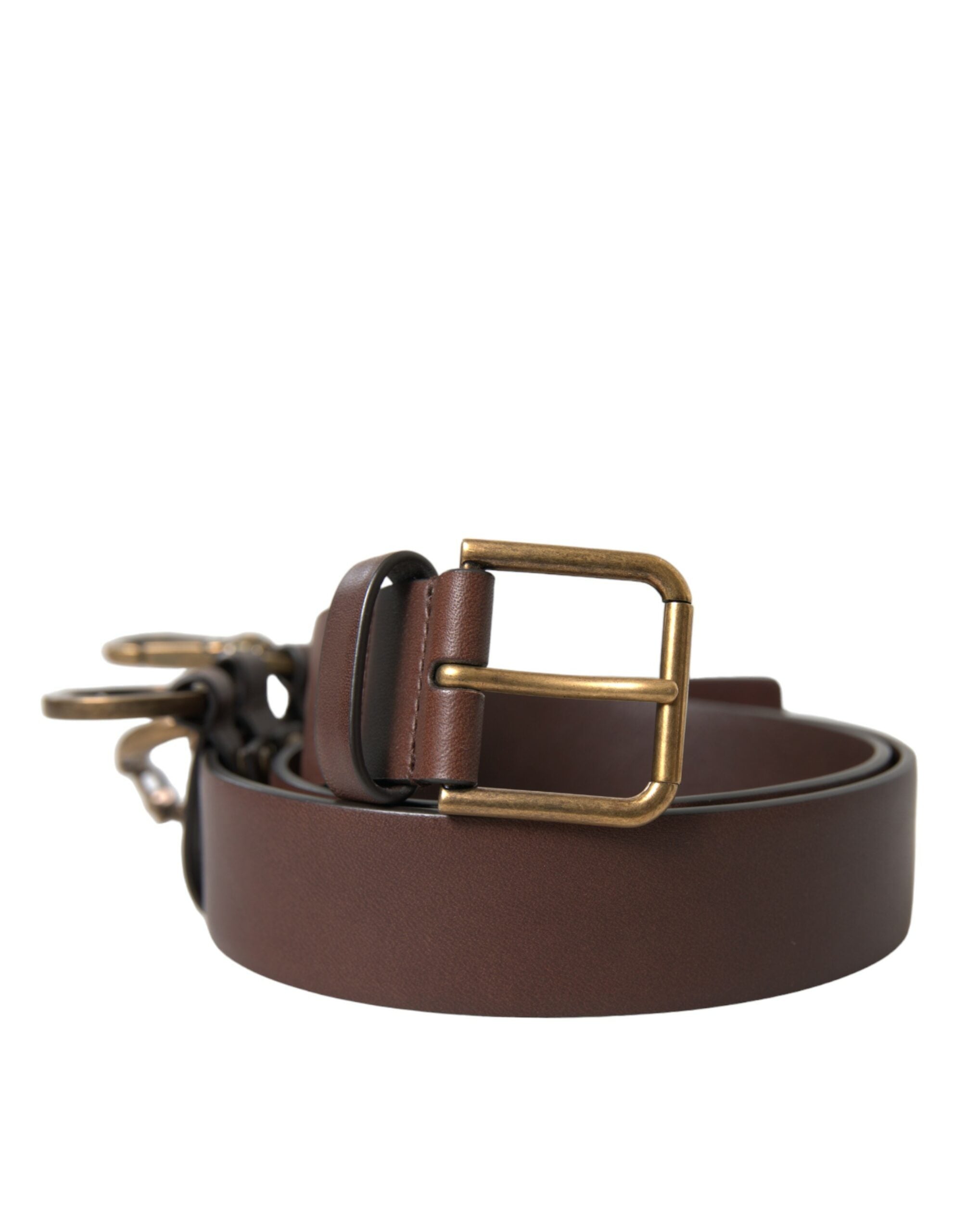 Dolce & Gabbana Brown Calf Leather Gold Metal Buckle Belt Dolce & Gabbana