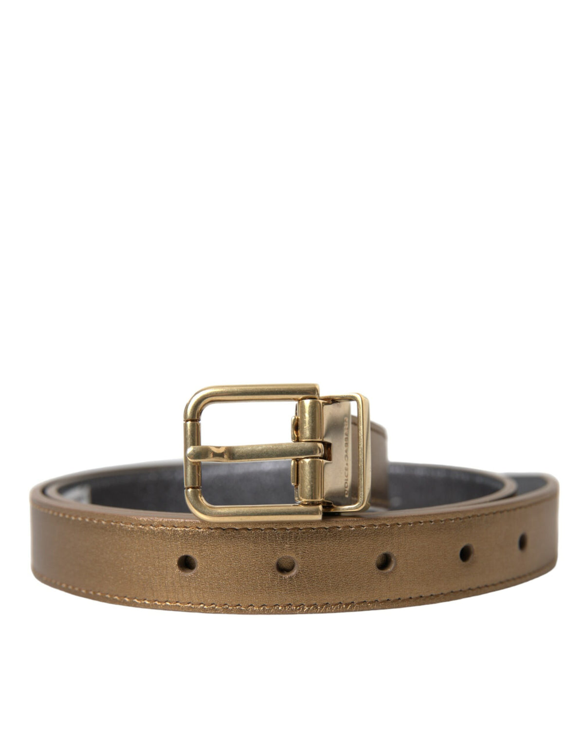 Dolce & Gabbana Brown Calfskin Leather Gold Metal Buckle Women\'s Belt Dolce & Gabbana Brown Calf Leather Gold Metal Buckle Belt main image 3