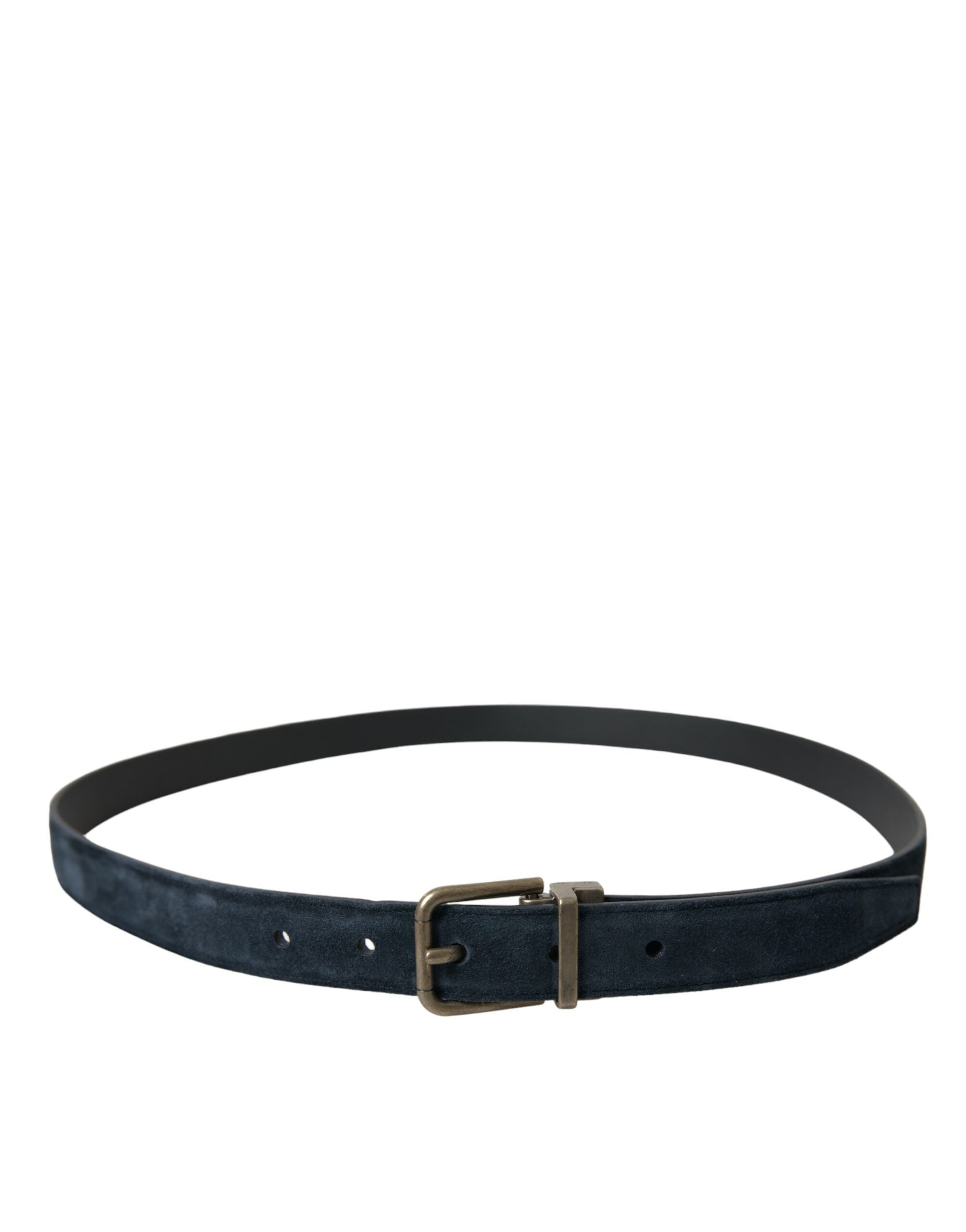Dolce & Gabbana Blue Suede Leather Gold Metal Buckle Belt Dolce & Gabbana