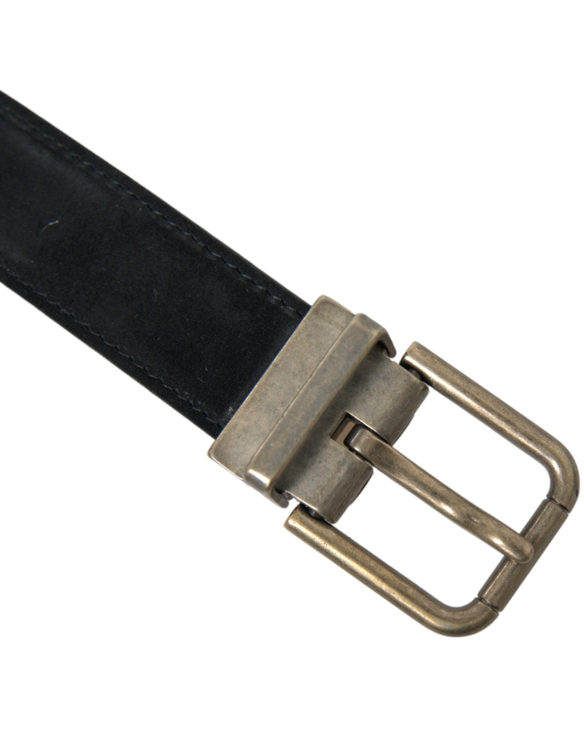 Dolce & Gabbana Black Suede Leather Gold Metal Buckle Belt Dolce & Gabbana