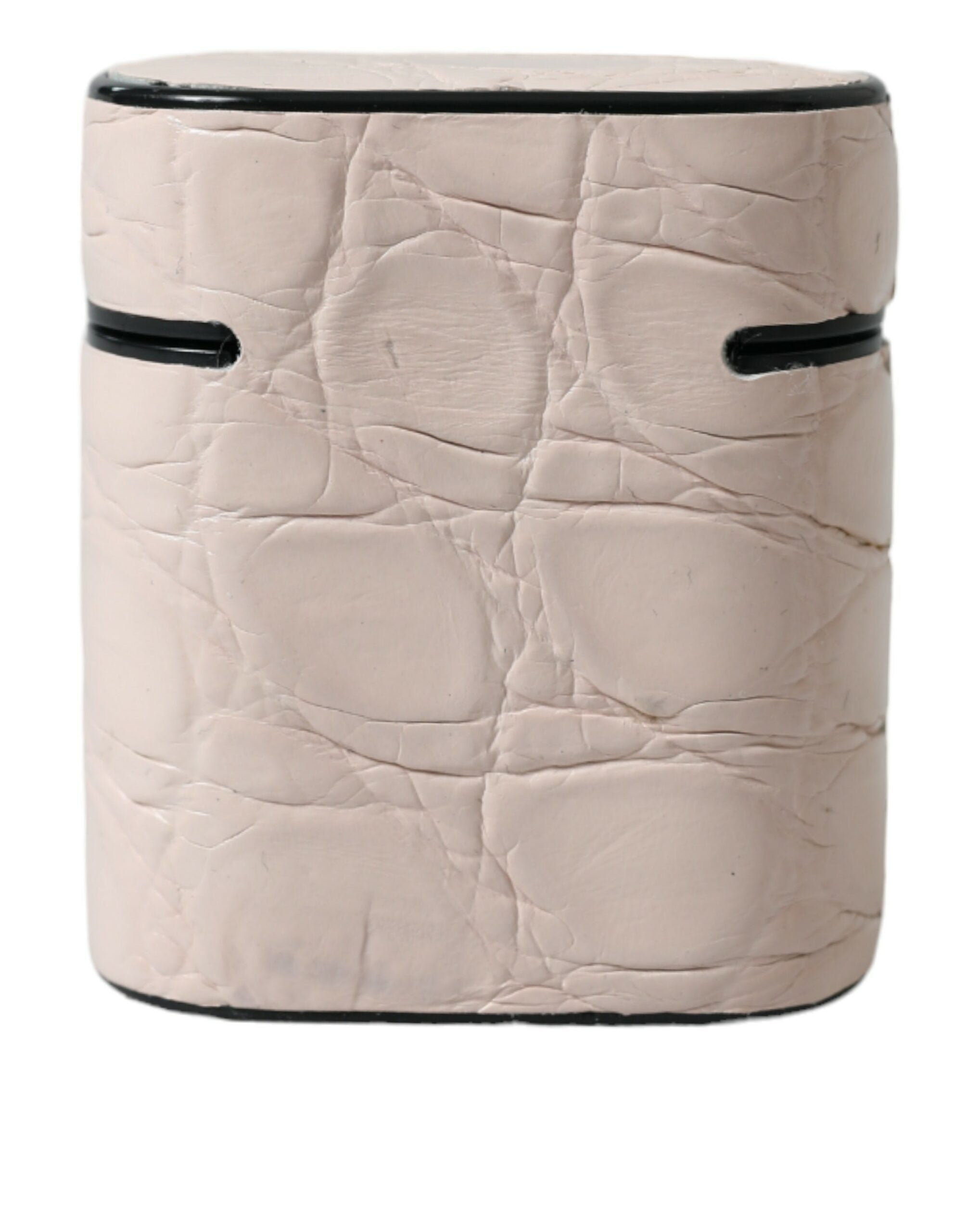 Dolce & Gabbana Light Pink Calf Leather Metal Logo Plaque Airpods Case Dolce & Gabbana