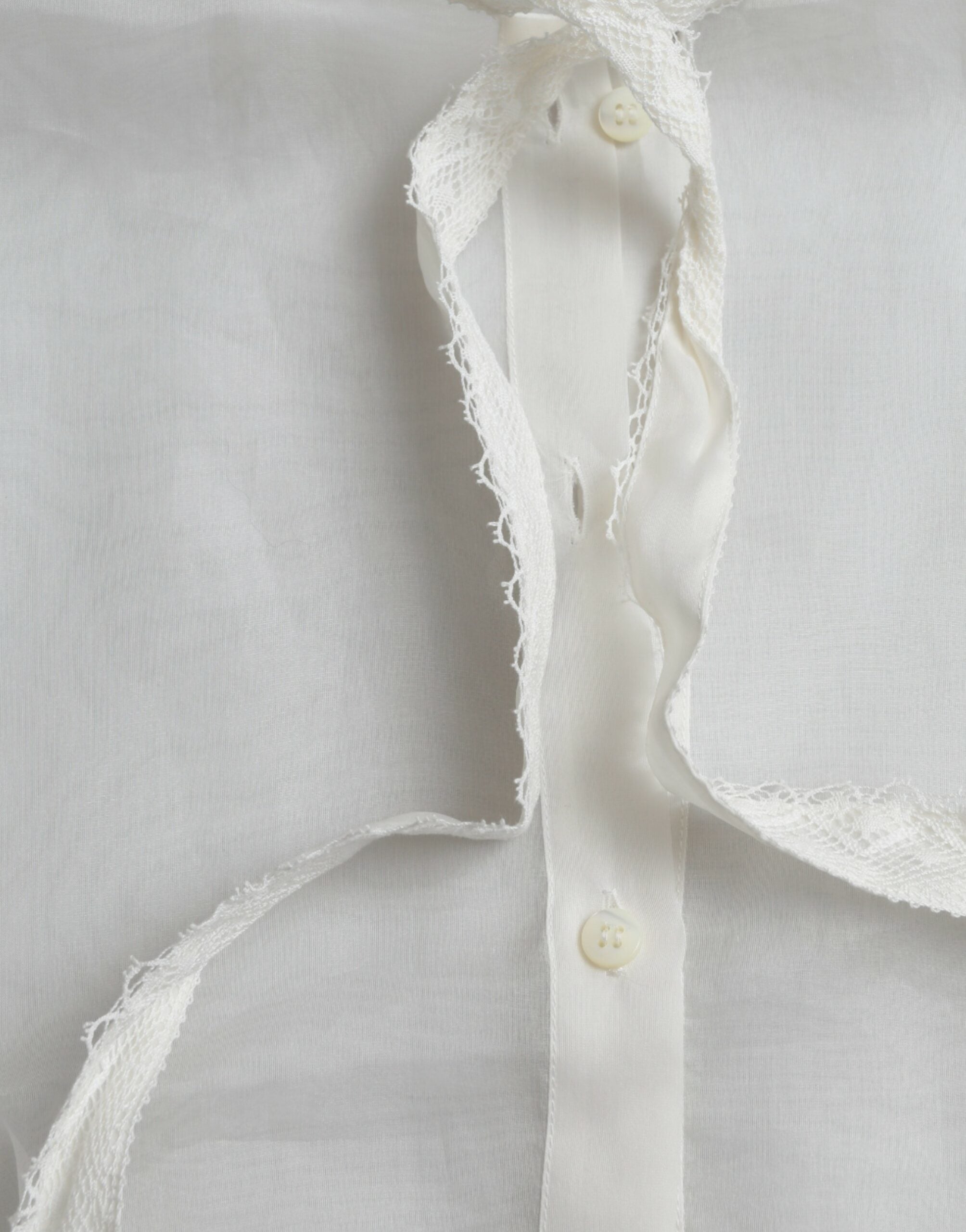 Dolce & Gabbana White Silk Long Sleeves Ascot Collar Top Dolce & Gabbana