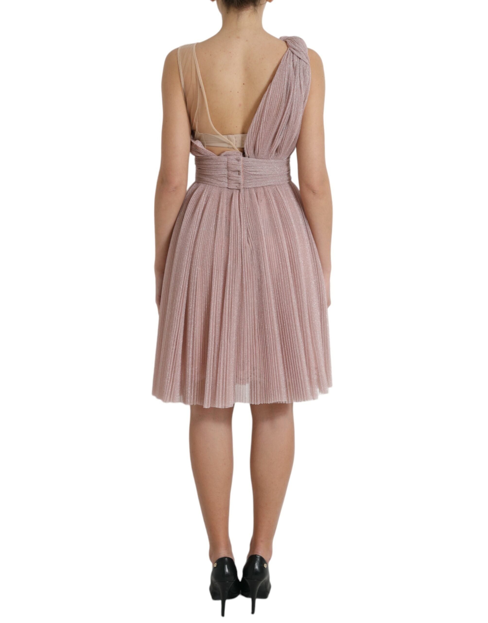 Dolce & Gabbana Light Lilac Pleated Lame Tulle One Shoulder Dress Dolce & Gabbana