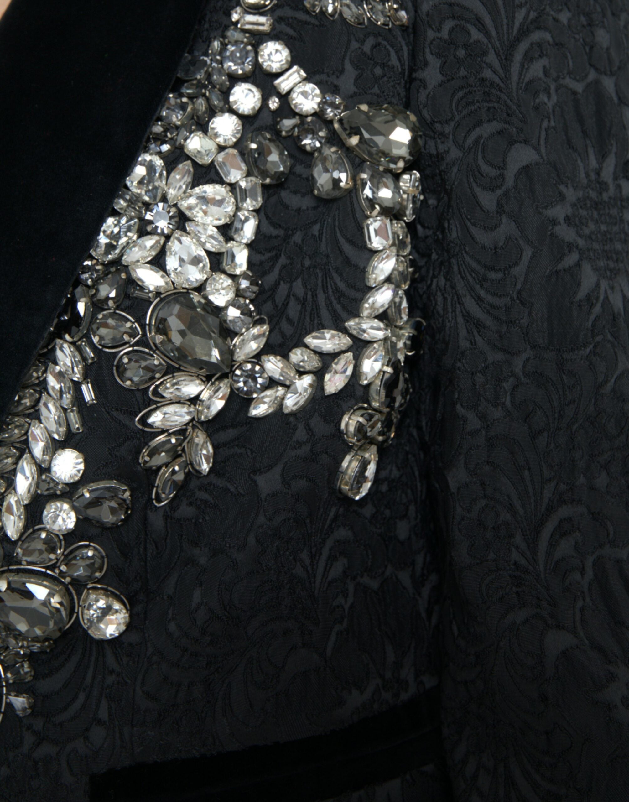 Dolce & Gabbana Black Crystal Embellished Overcoat Jacket Dolce & Gabbana