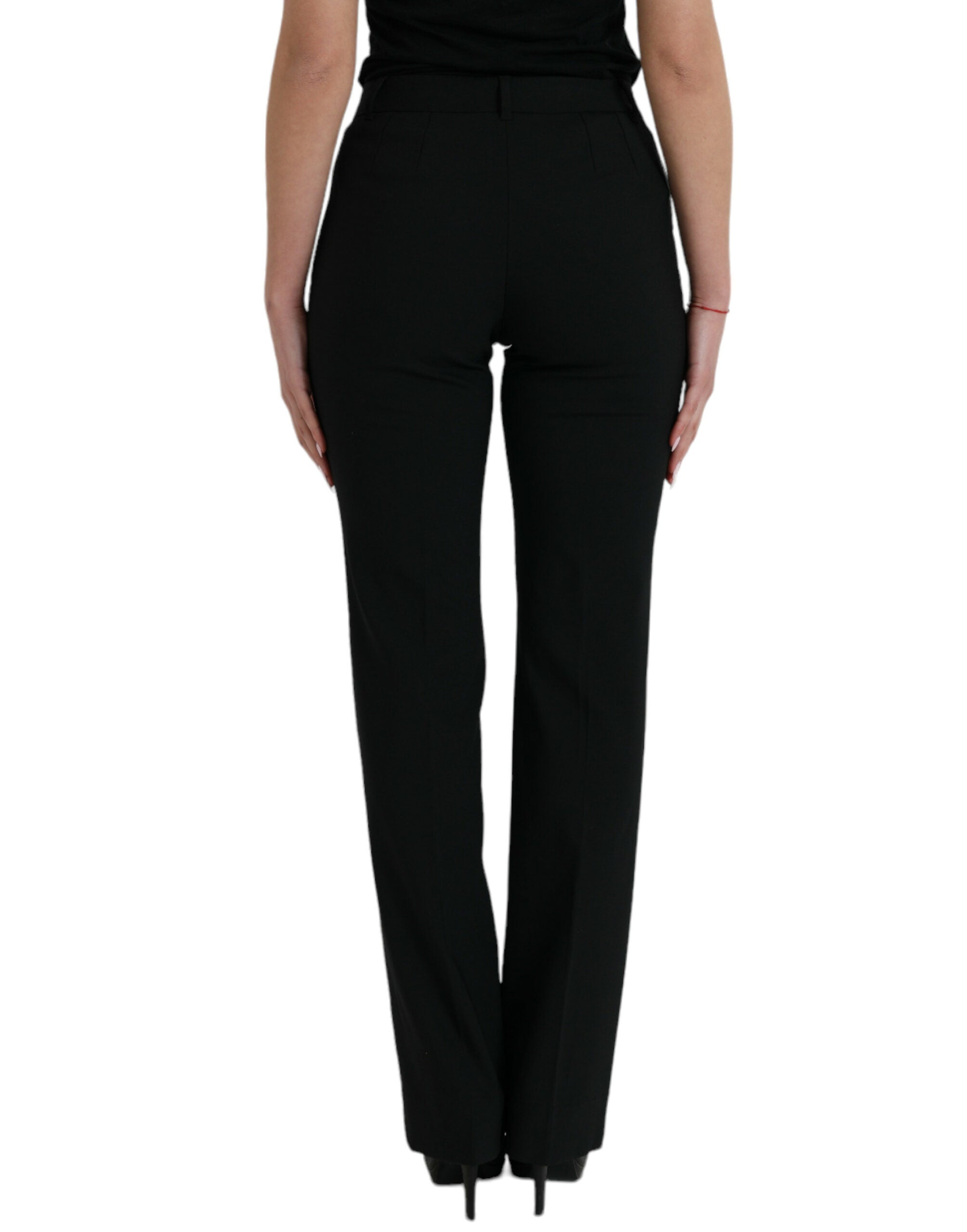 Dolce & Gabbana Black Wool Mid Waist Tapered Pants Dolce & Gabbana