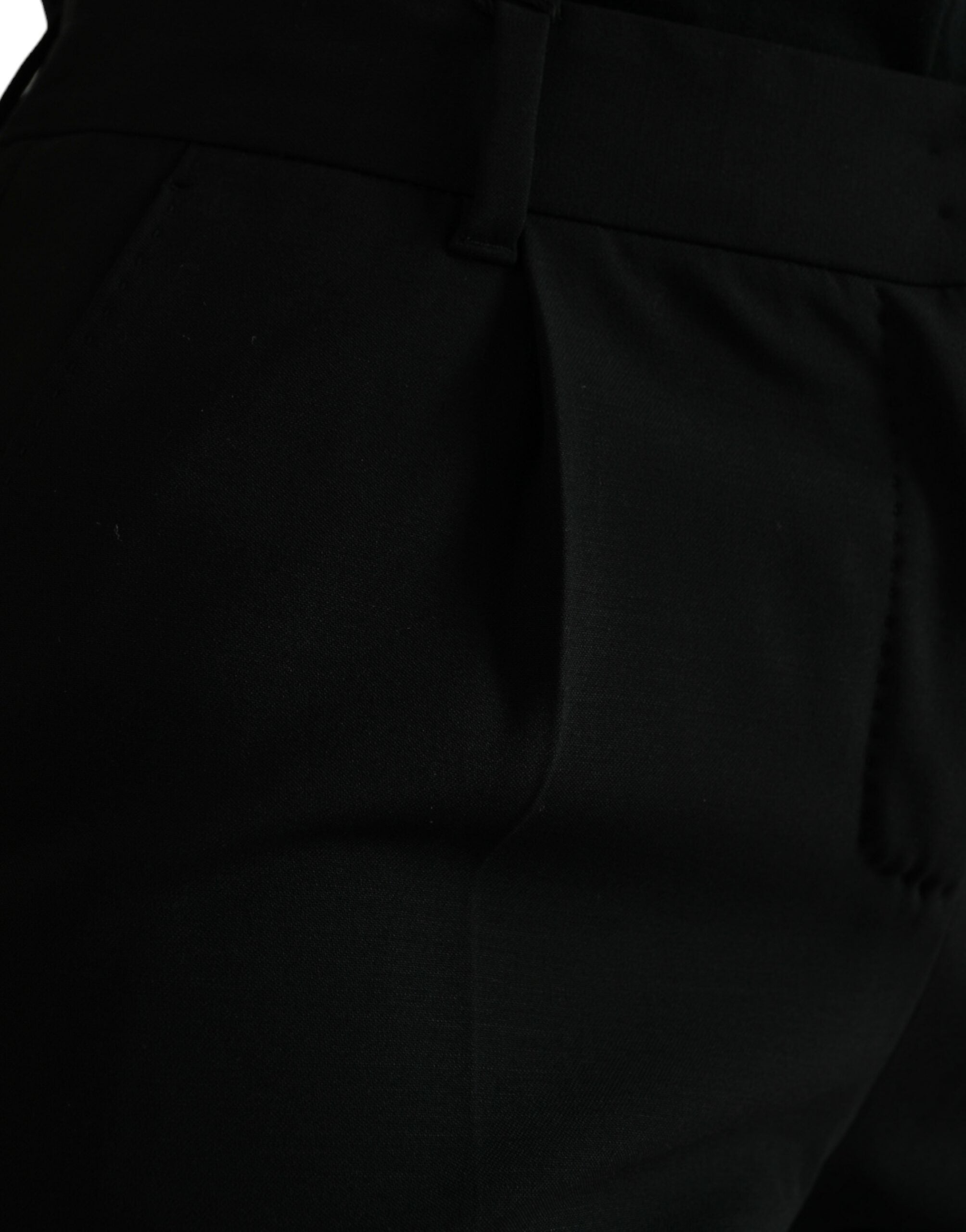 Dolce & Gabbana Black Wool Mid Waist Tapered Pants Dolce & Gabbana