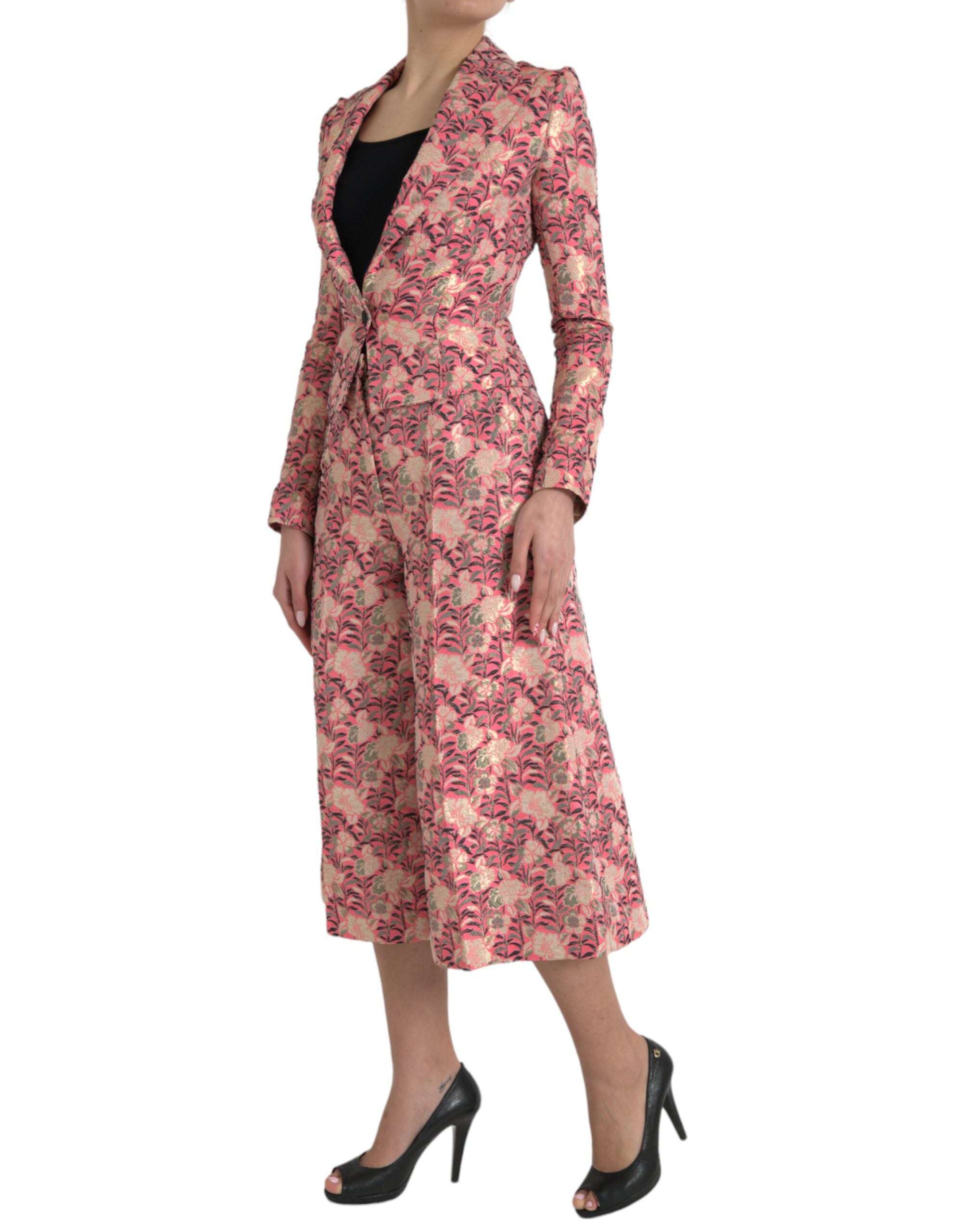 Dolce & Gabbana Pink Floral Jacquard Slim Fit 2 Piece Suit Dolce & Gabbana