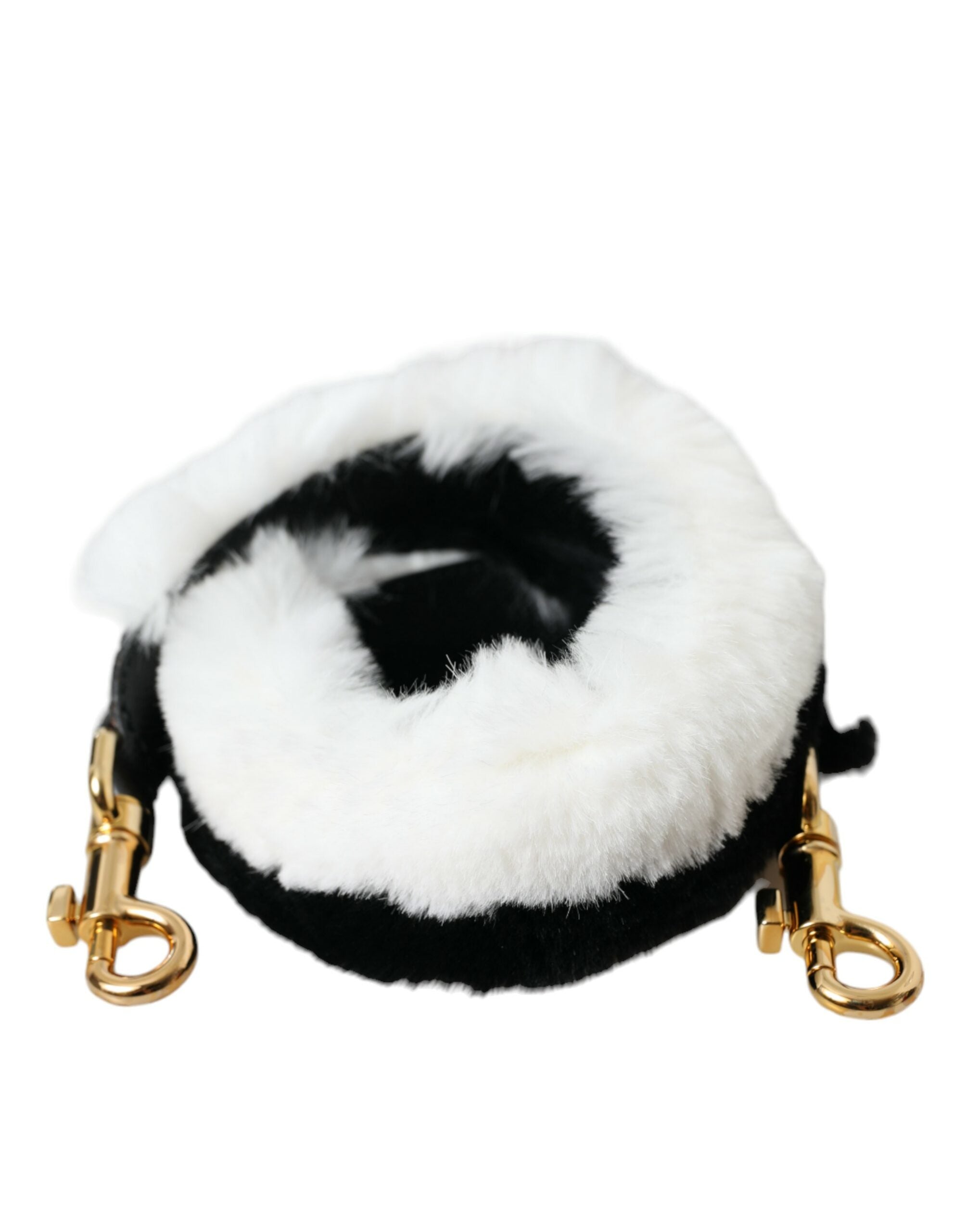 Dolce & Gabbana Black White Lapin Fur Accessory Shoulder Strap Dolce & Gabbana