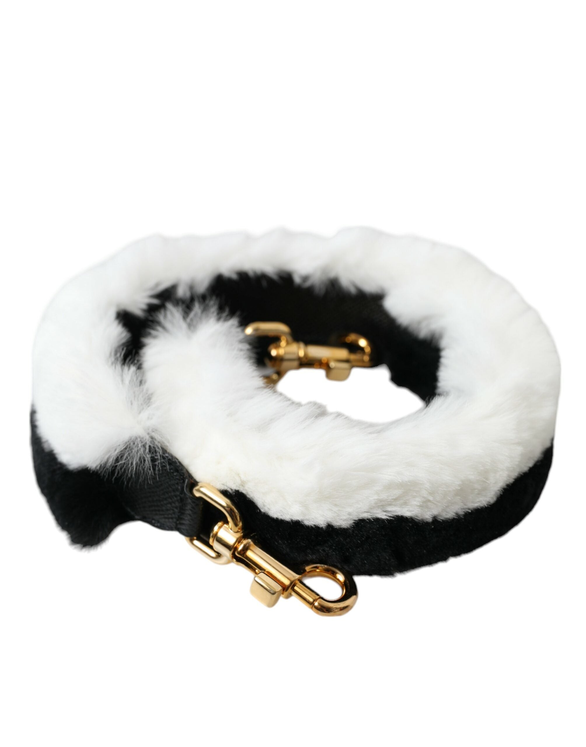 Dolce & Gabbana Black White Lapin Fur Accessory Shoulder Strap Dolce & Gabbana