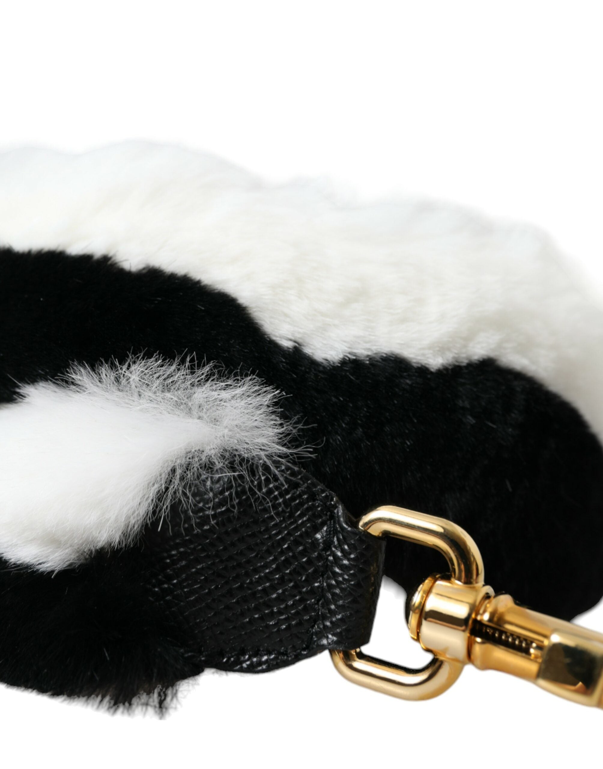 Dolce & Gabbana Black White Lapin Fur Accessory Shoulder Strap Dolce & Gabbana