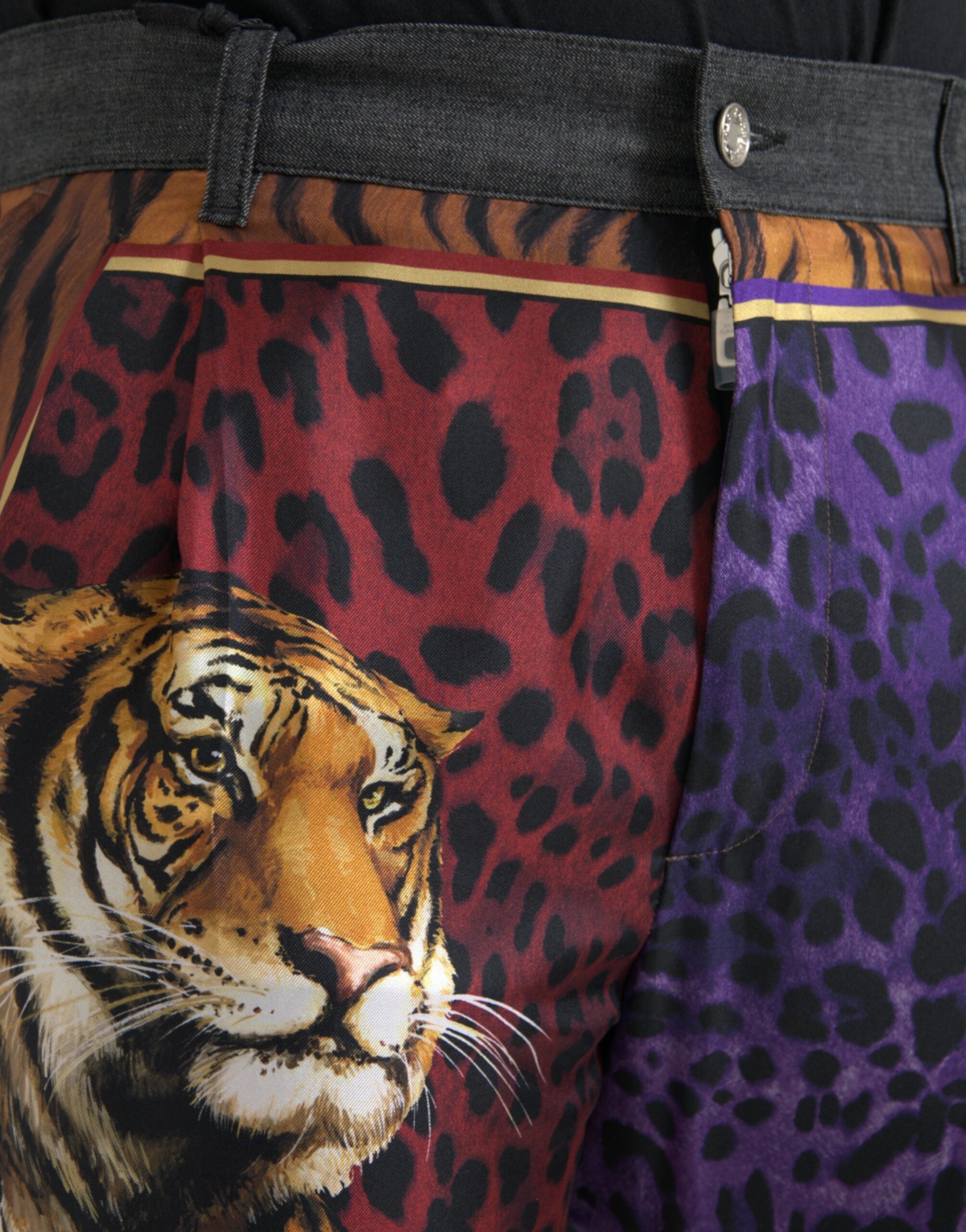 Dolce & Gabbana Multicolor Tiger Leopard Cotton Loose Tapered Pants Dolce & Gabbana