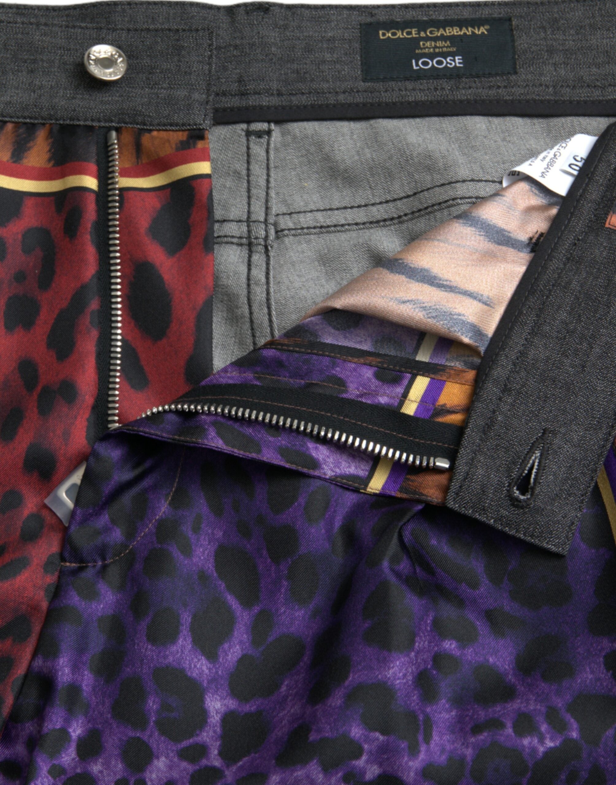 Dolce & Gabbana Multicolor Tiger Leopard Cotton Loose Tapered Pants Dolce & Gabbana