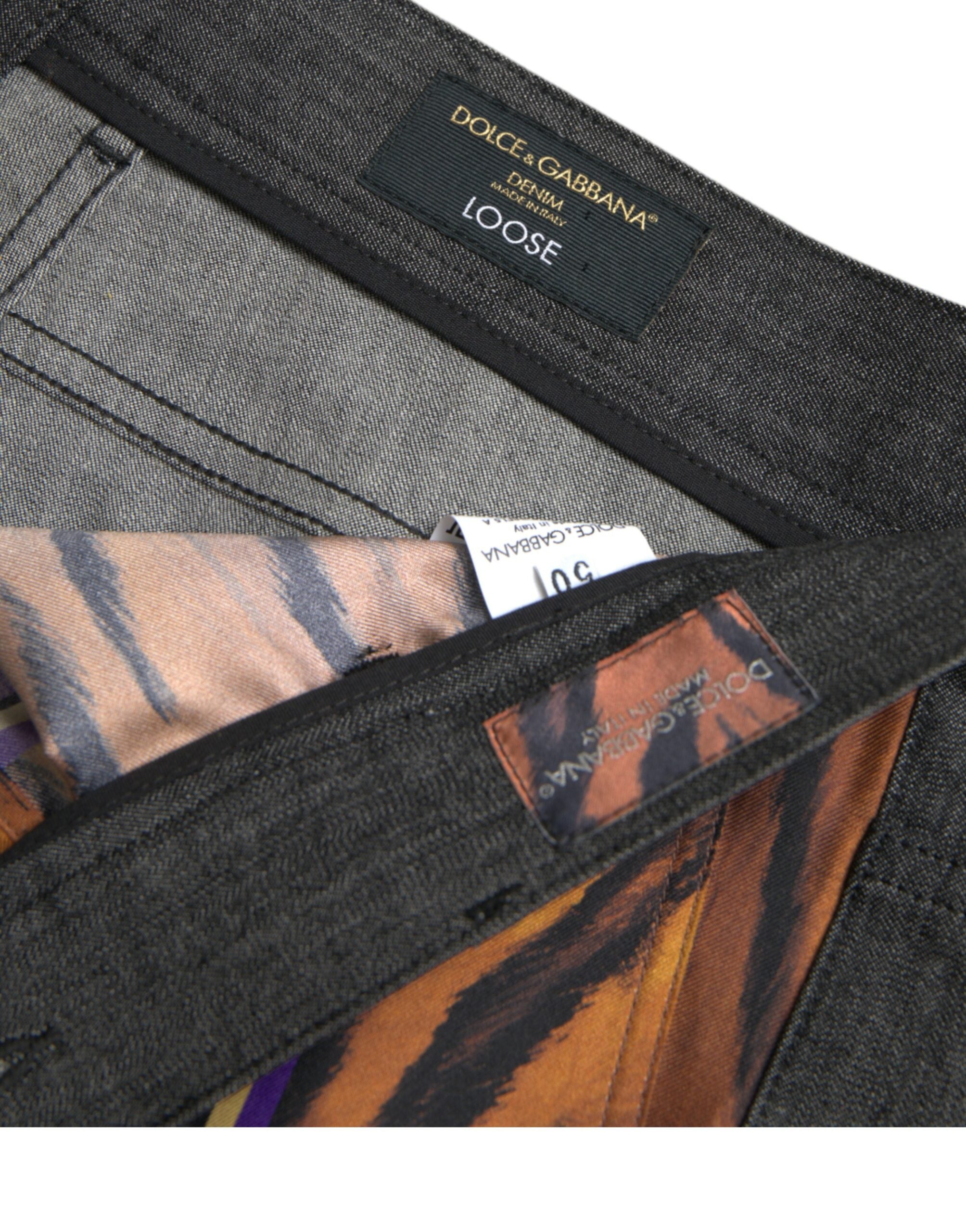 Dolce & Gabbana Multicolor Tiger Leopard Cotton Loose Tapered Pants Dolce & Gabbana