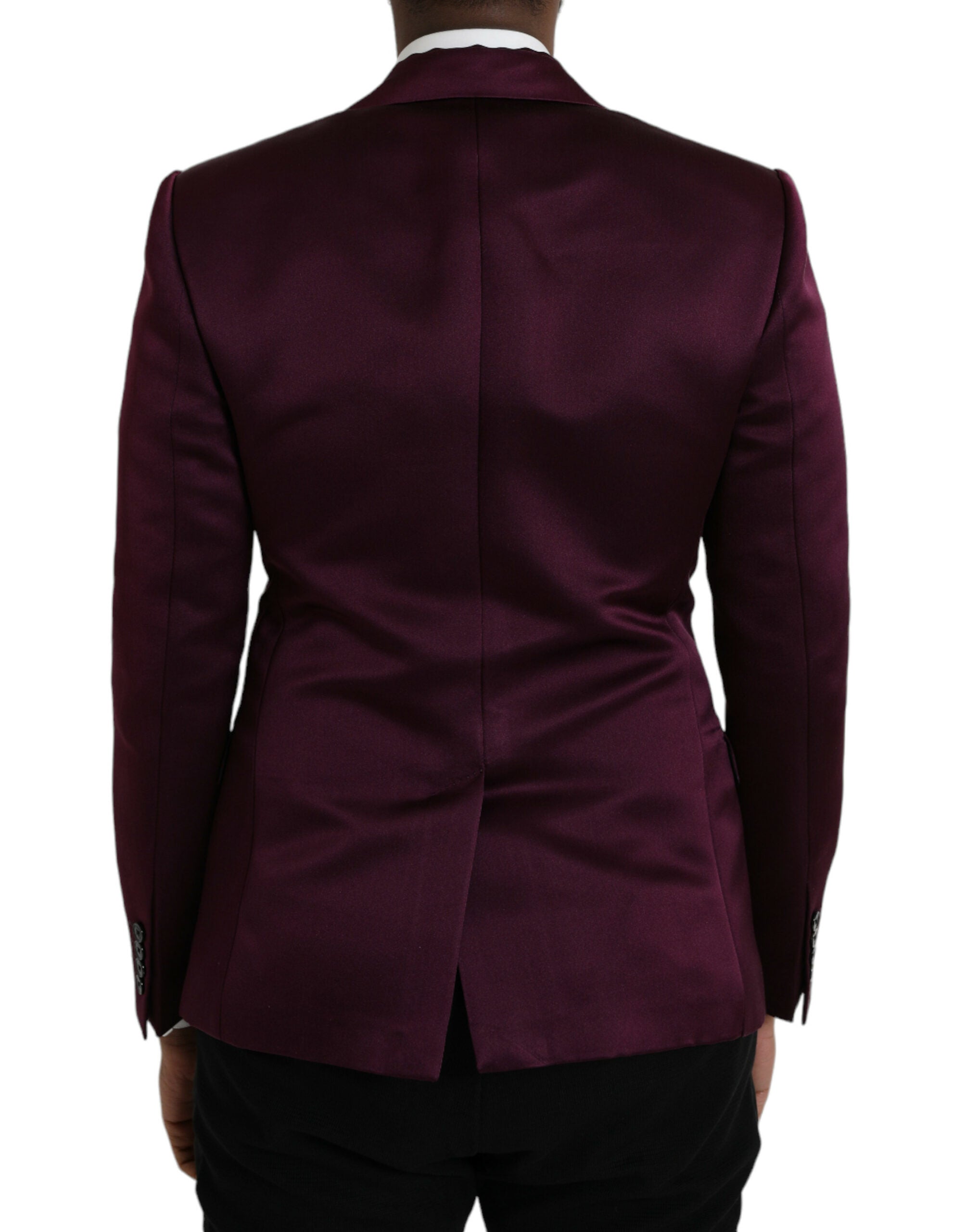 Dolce & Gabbana Maroon Silk Single Breasted Coat Blazer Dolce & Gabbana