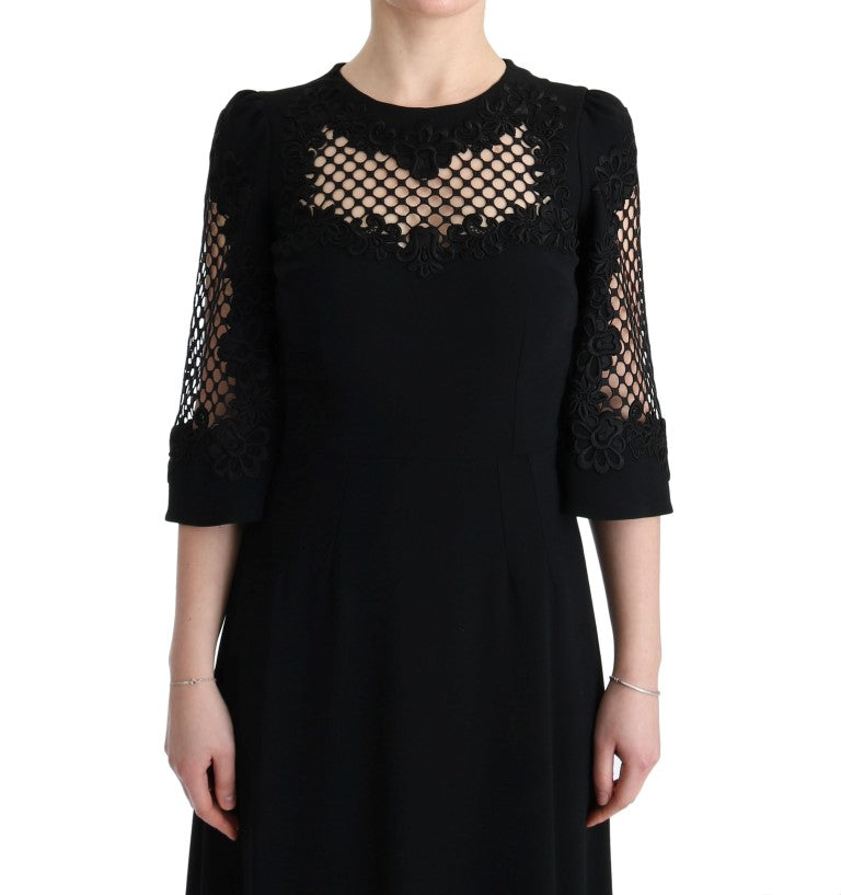 Dolce & Gabbana Black Stretch Shift Long Maxi Dress Dolce & Gabbana