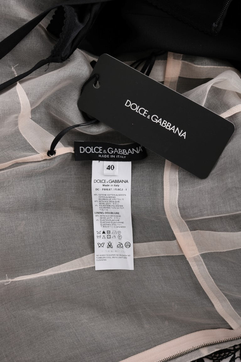 Dolce & Gabbana Black Cotton Silk Floral Long Dress Dolce & Gabbana