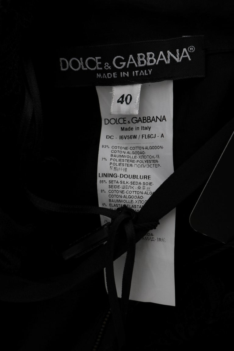 Dolce & Gabbana Black Floral Ricamo Sheath Long Dress Dolce & Gabbana