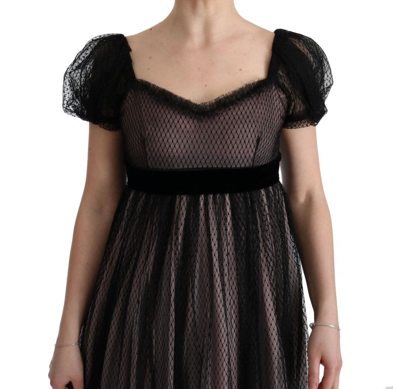 Dolce & Gabbana Black Pink Silk Long Shift Dress Dolce & Gabbana