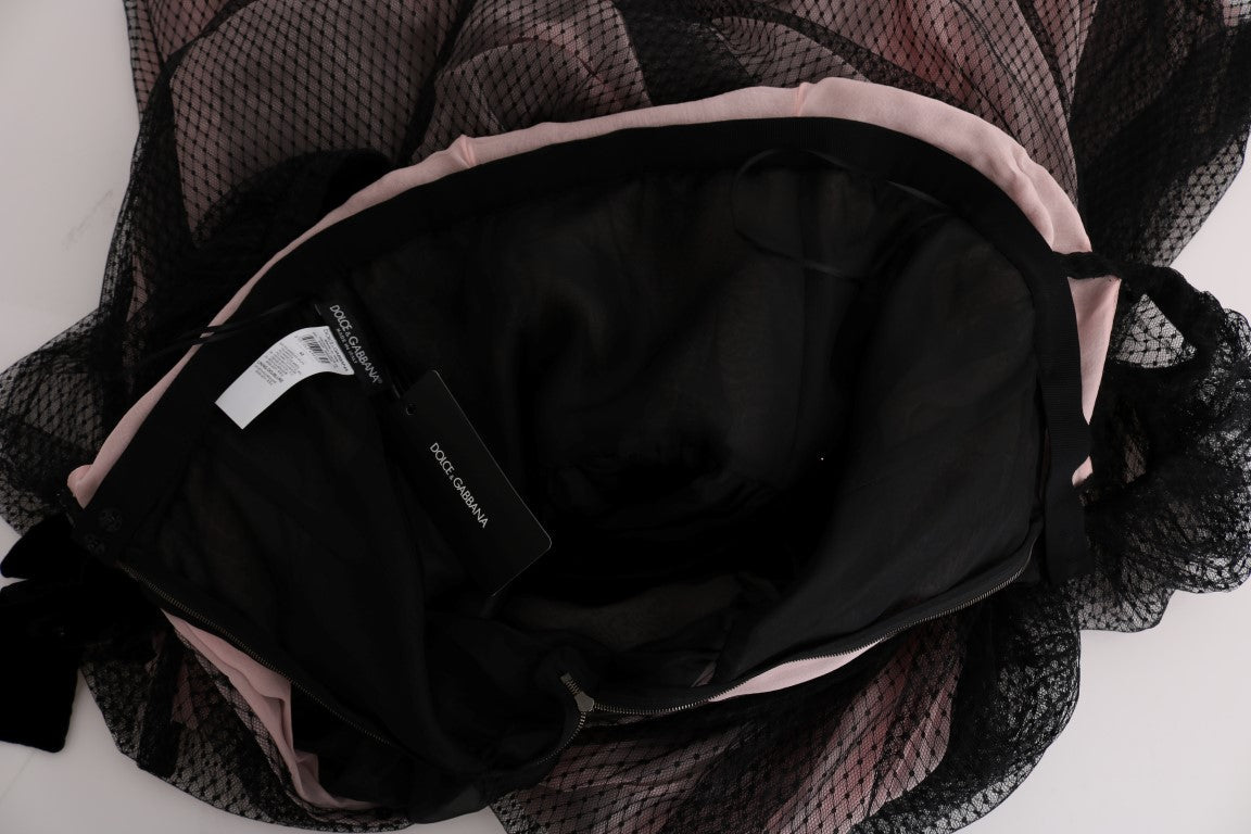 Dolce & Gabbana Black Pink Silk Long Shift Dress Dolce & Gabbana