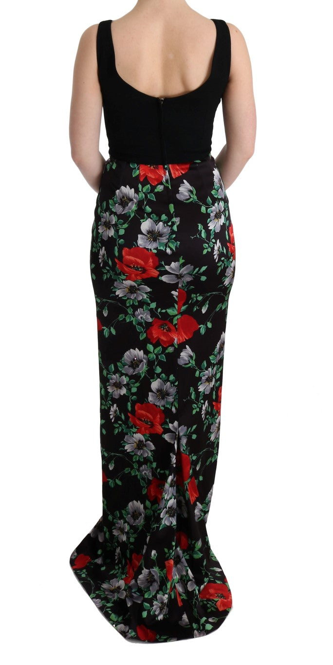 Dolce & Gabbana Multicolor Floral Print Stretch Sheath Long Dress Dolce & Gabbana