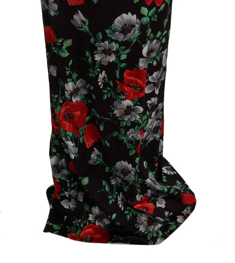 Dolce & Gabbana Multicolor Floral Print Stretch Sheath Long Dress Dolce & Gabbana