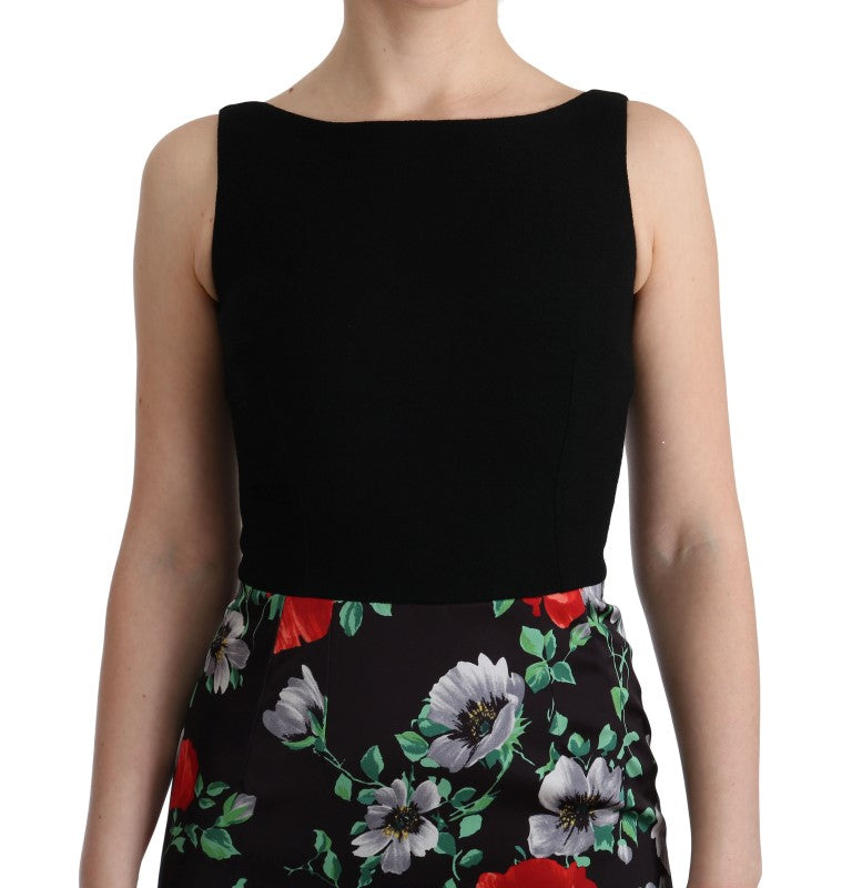 Dolce & Gabbana Multicolor Floral Print Stretch Sheath Long Dress Dolce & Gabbana