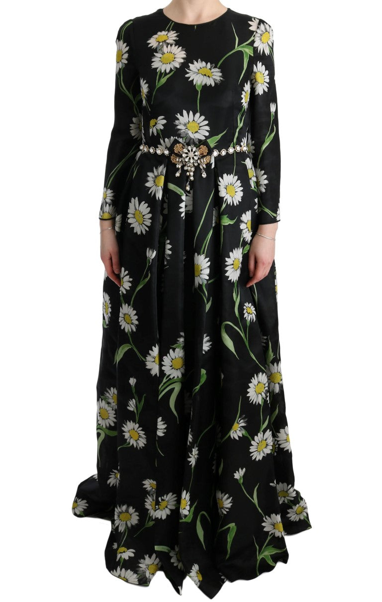Dolce & Gabbana Multicolor Silk Sunflower Print Long Maxi Dress Dolce & Gabbana