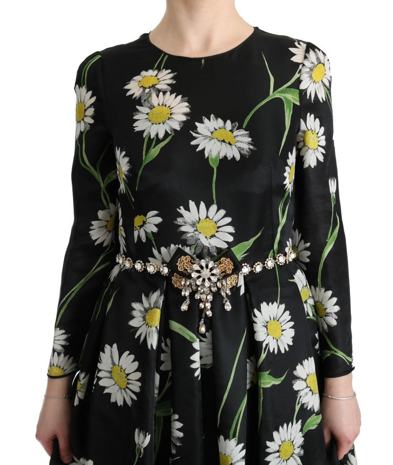 Dolce & Gabbana Multicolor Silk Sunflower Print Long Maxi Dress Dolce & Gabbana