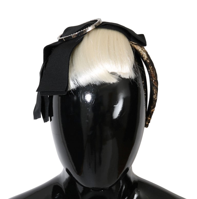 Dolce & Gabbana Black Crystal White Diadem Headband Dolce & Gabbana