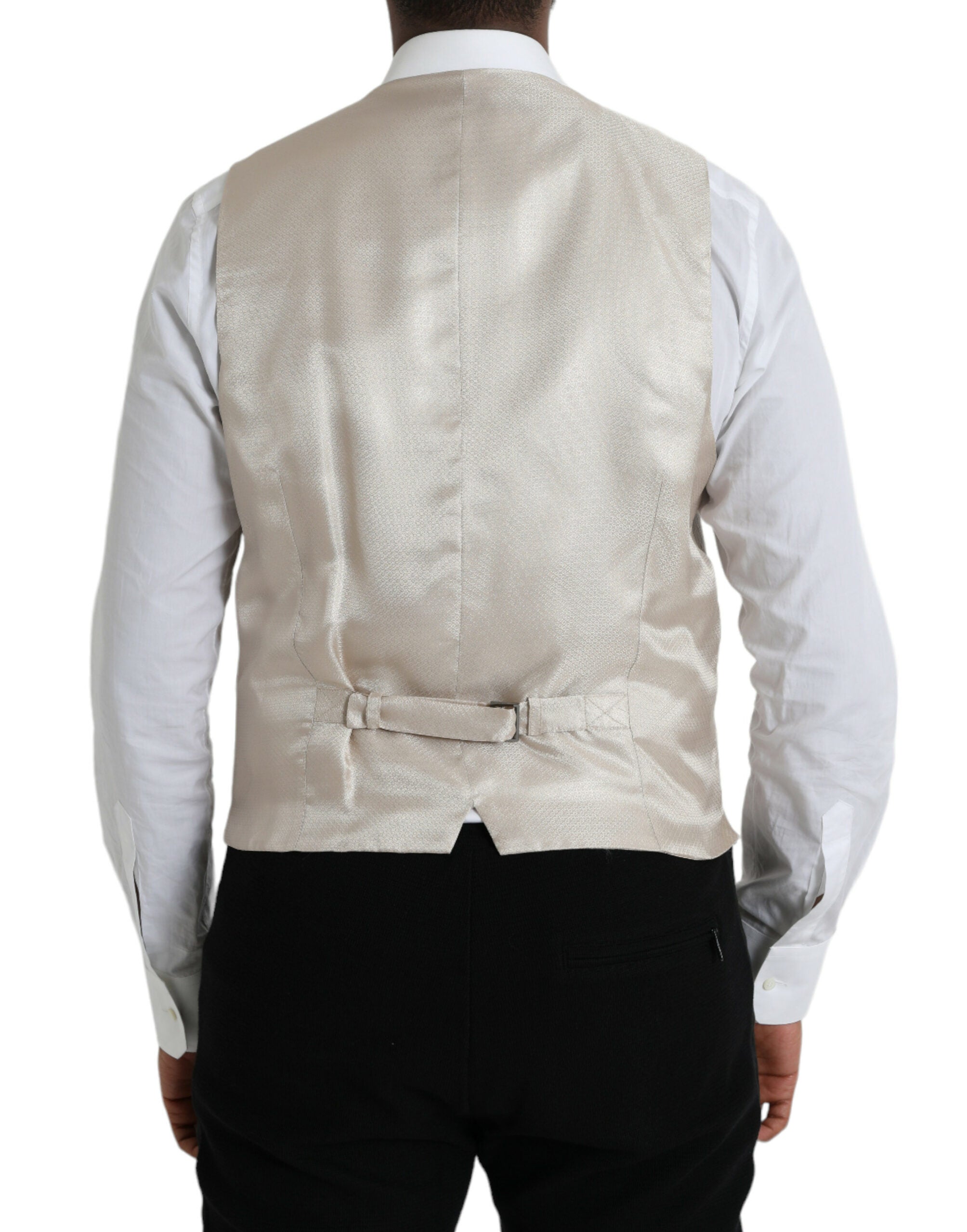 Dolce & Gabbana Off White Cotton Waistcoat Dress Formal Vest Dolce & Gabbana