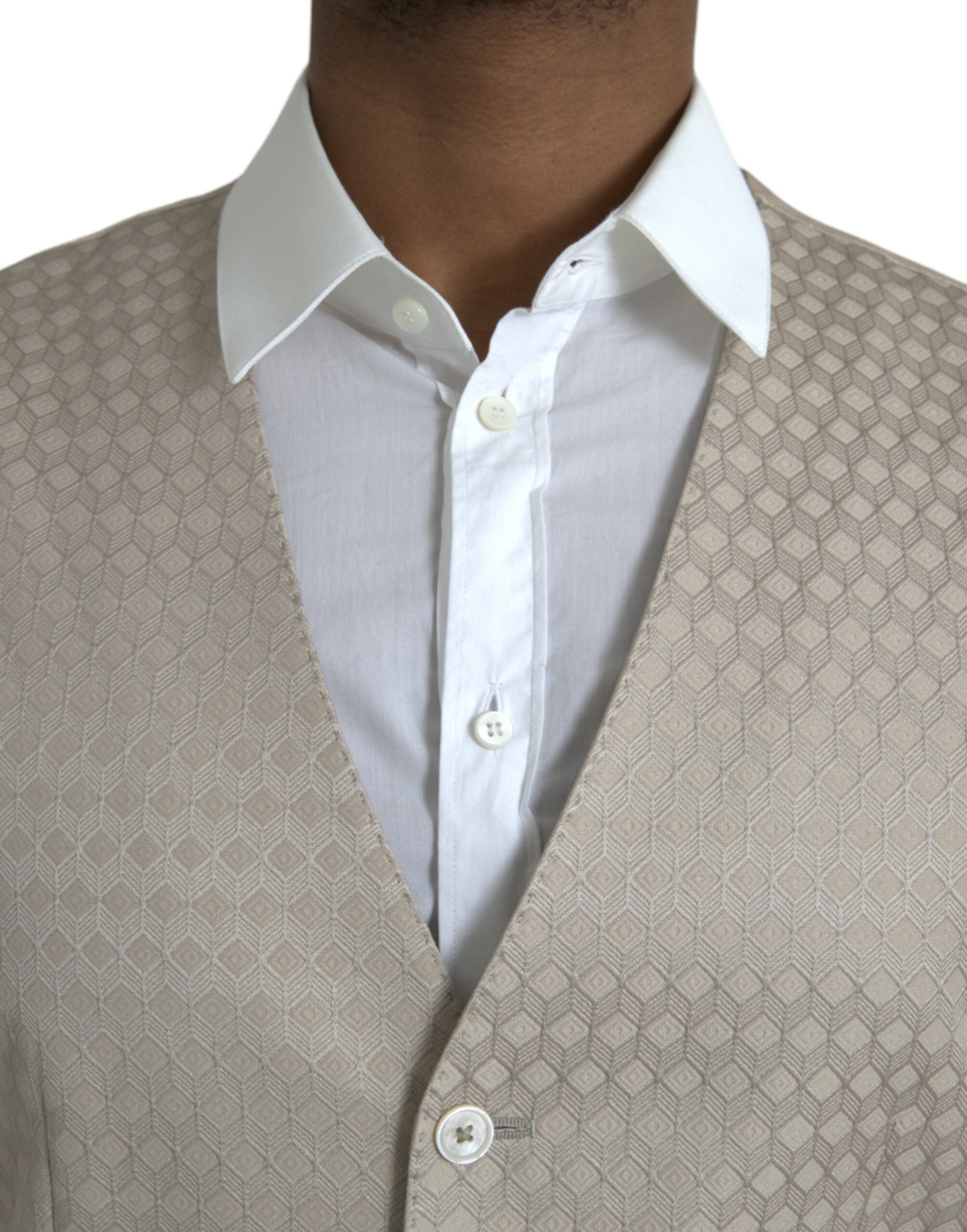 Dolce & Gabbana Off White Cotton Waistcoat Dress Formal Vest Dolce & Gabbana