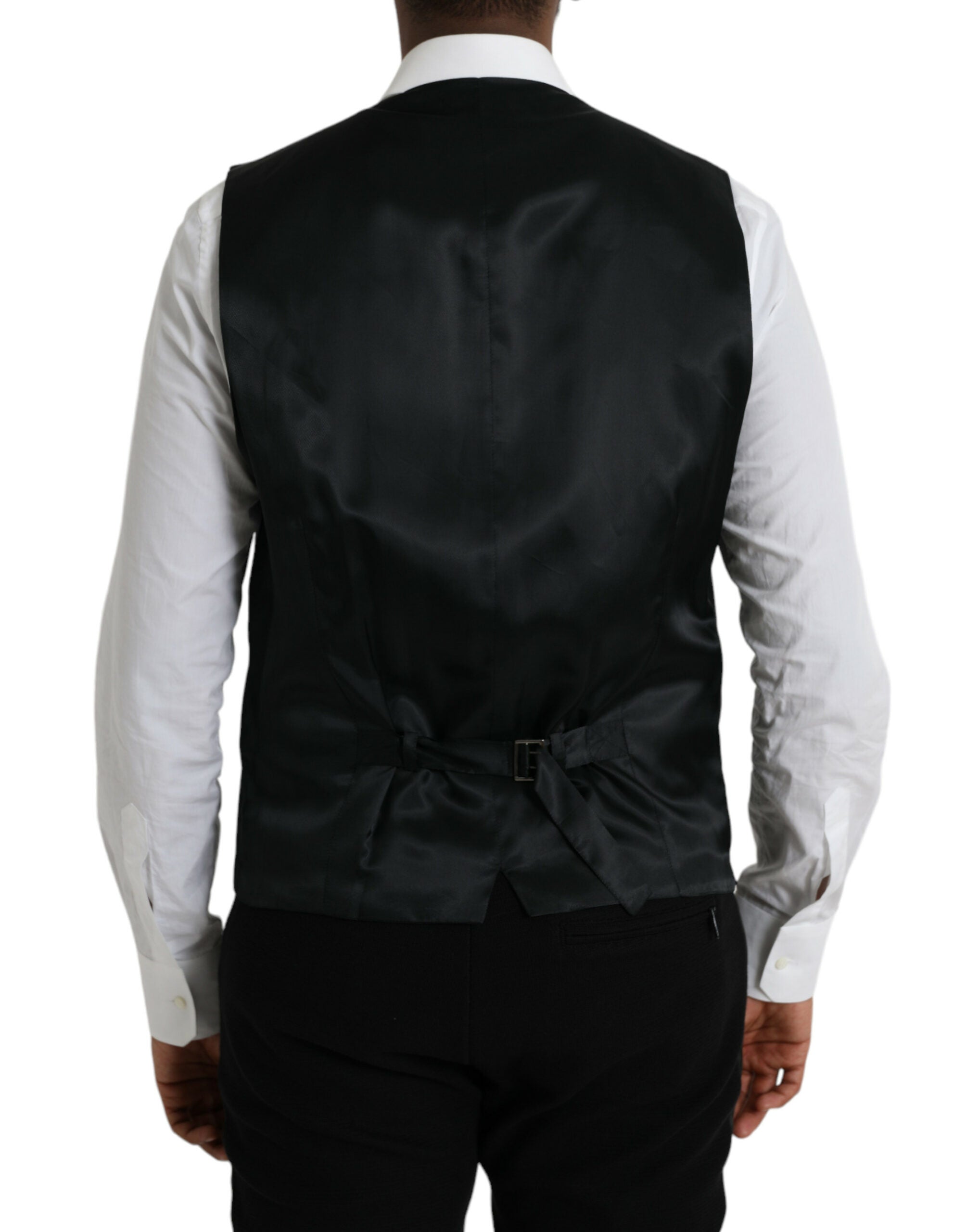 Dolce & Gabbana Black Wool Waistcoat Dress Formal Vest Dolce & Gabbana