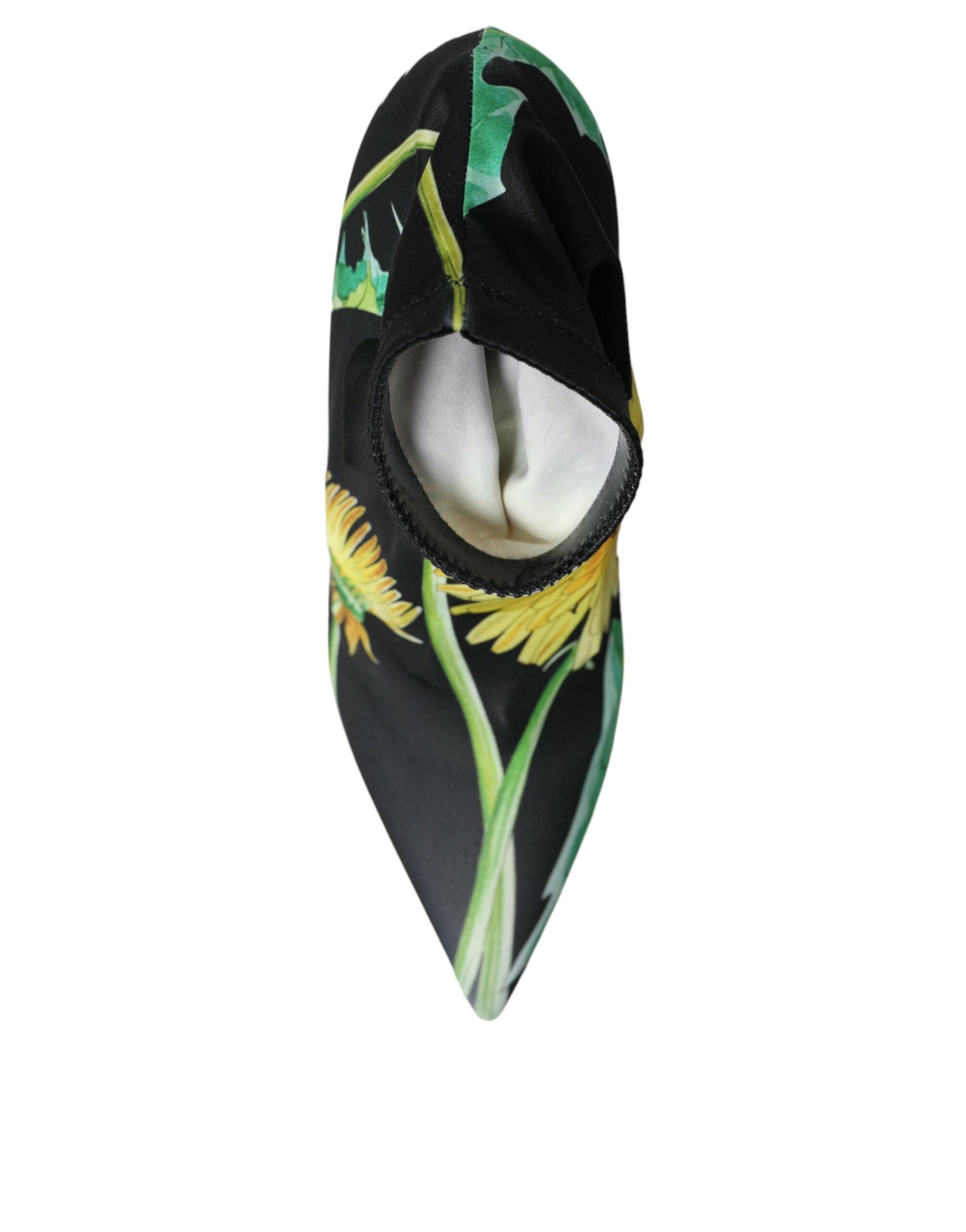 Dolce & Gabbana Black Floral Jersey Stretch Ankle Boots Shoes Dolce & Gabbana
