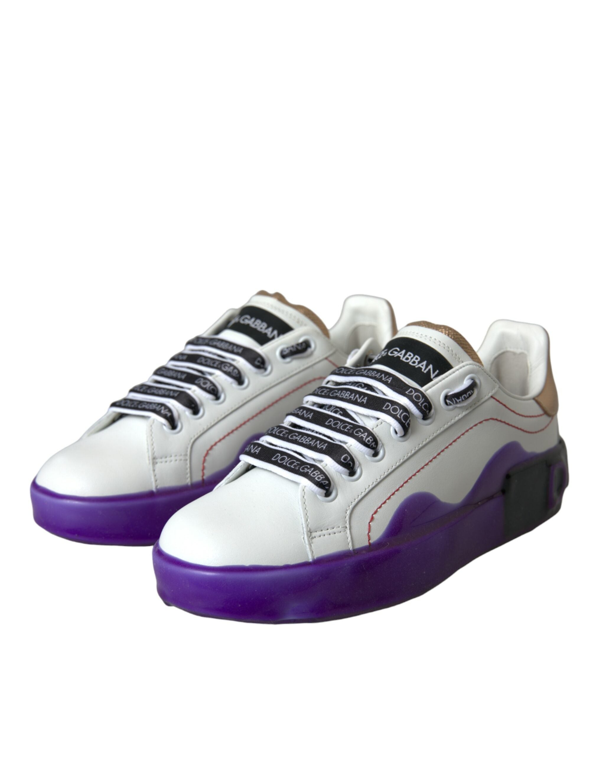 Dolce & Gabbana White Leather Portofino Low Top Sneakers Shoes Dolce & Gabbana
