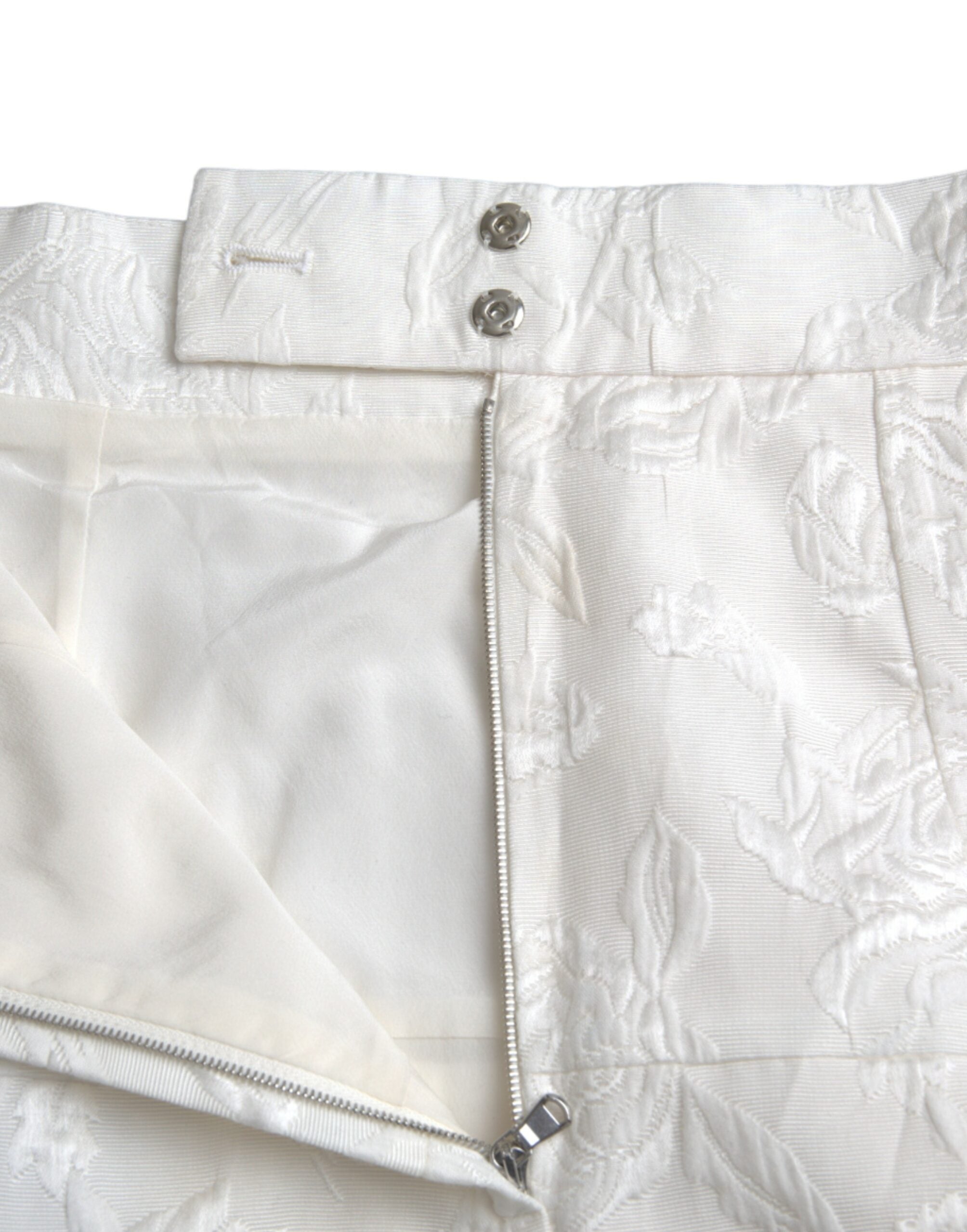 Dolce & Gabbana White Floral Brocade Embellished Mini Skirt Dolce & Gabbana