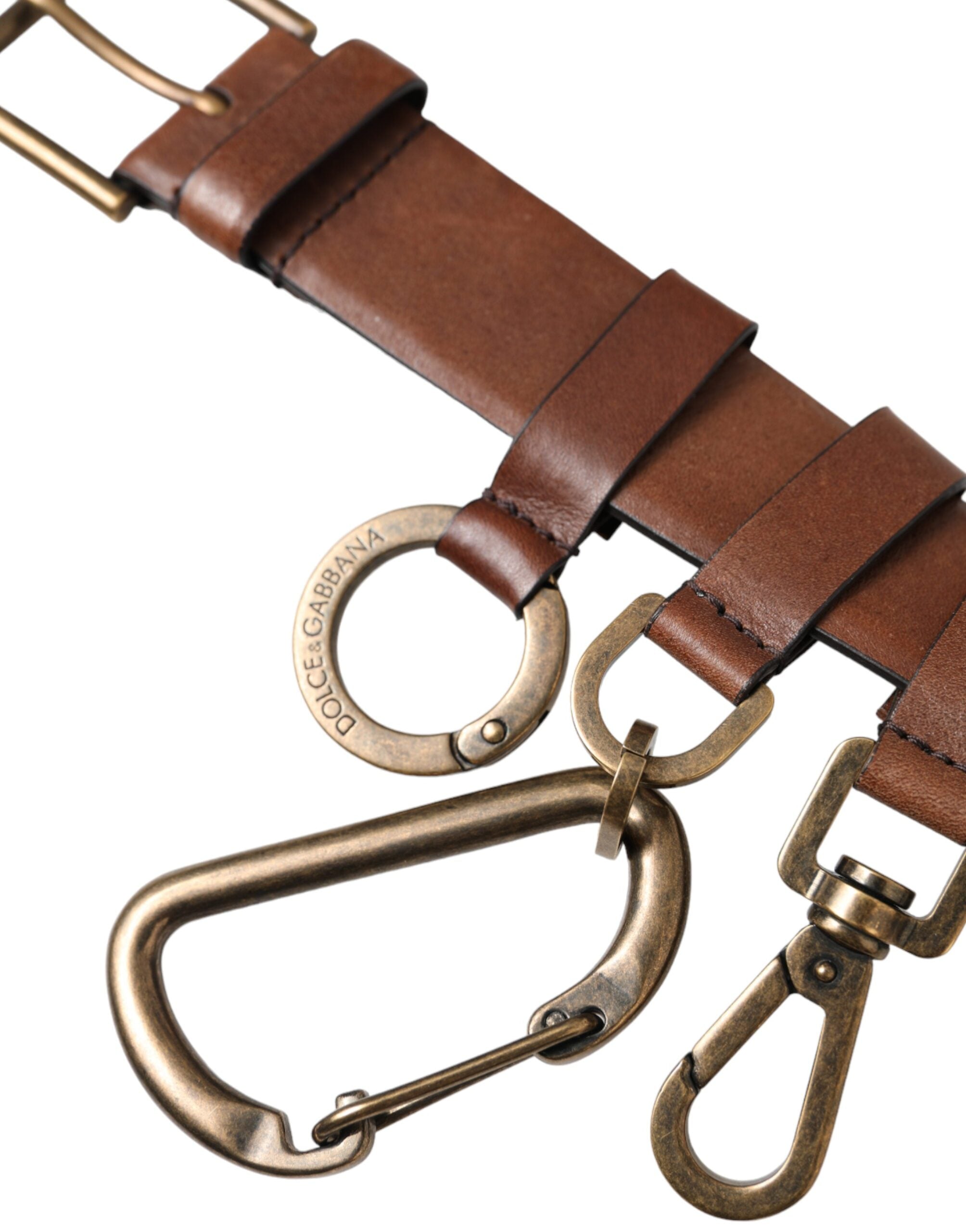 Dolce & Gabbana Brown Calf Leather Gold Metal Buckle Belt Men Dolce & Gabbana