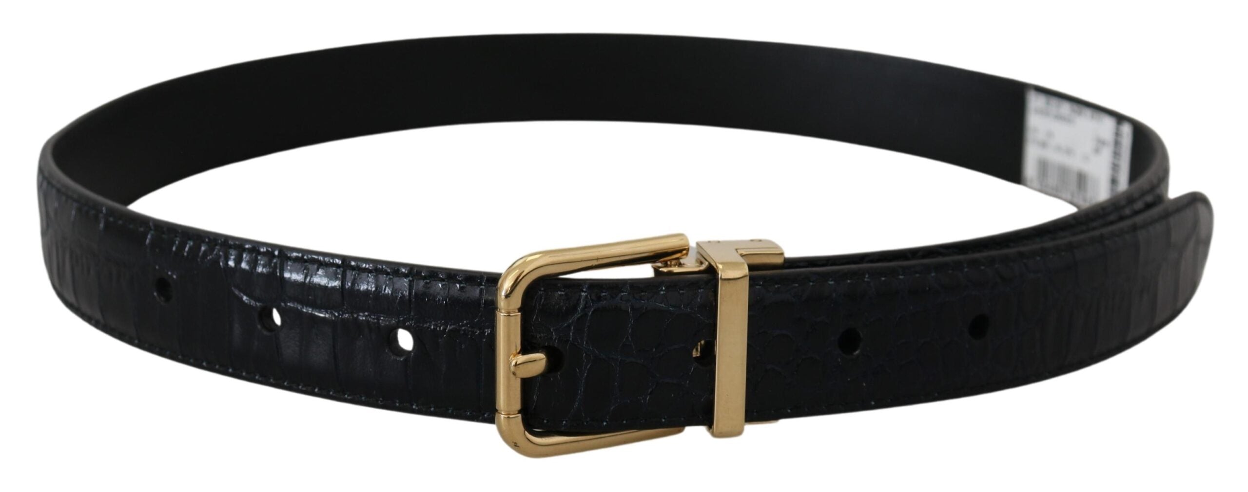 Dolce & Gabbana Blue Exotic Leather Gold Metal Buckle Belt Dolce & Gabbana