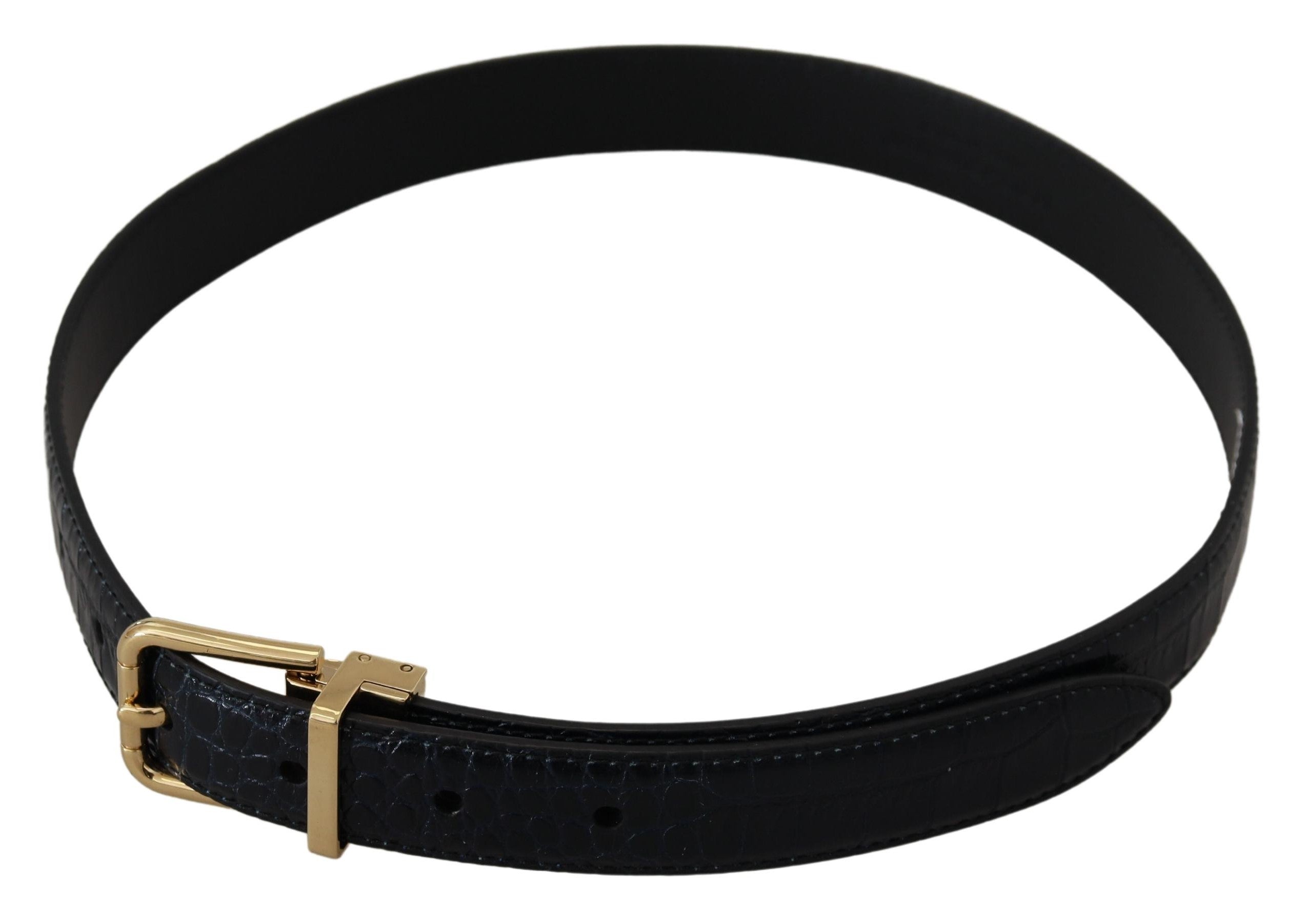 Dolce & Gabbana Blue Exotic Leather Gold Metal Buckle Belt Dolce & Gabbana