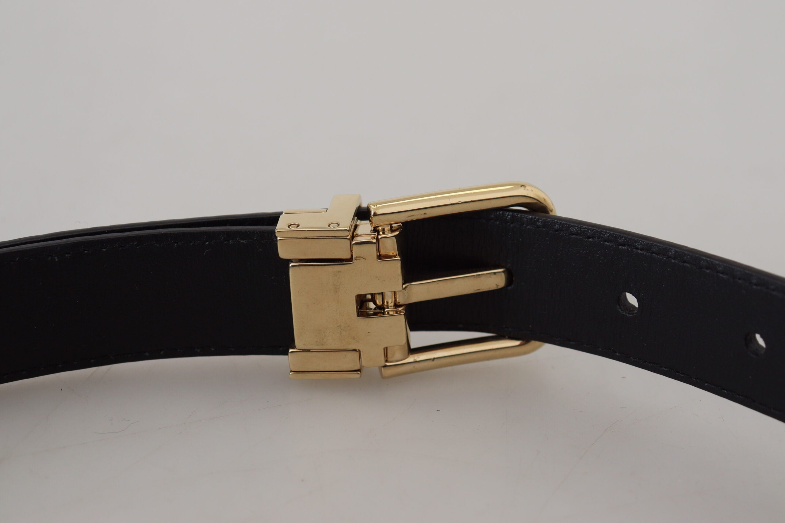 Dolce & Gabbana Blue Exotic Leather Gold Metal Buckle Belt Dolce & Gabbana