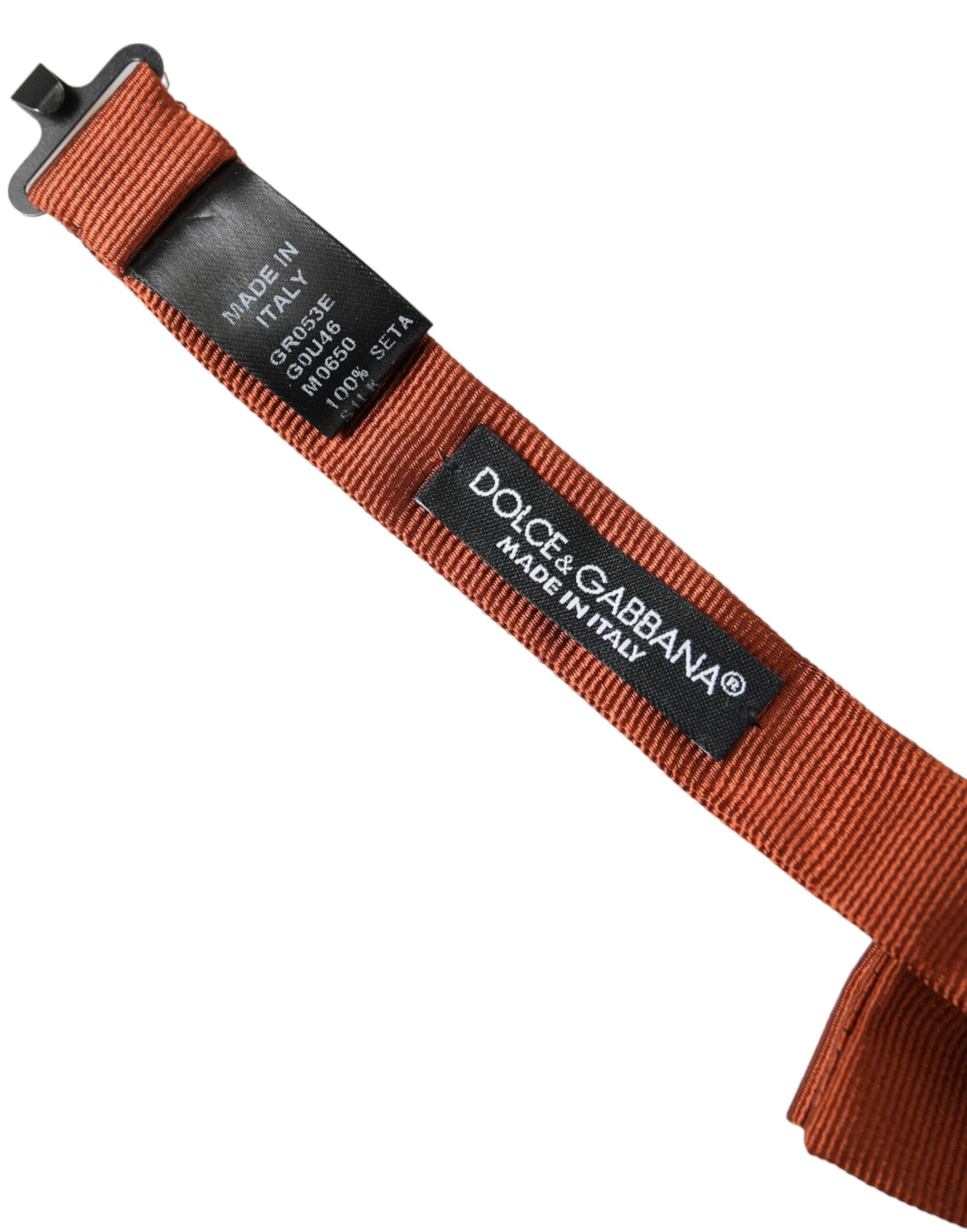 Dolce & Gabbana Brown Silk Adjustable Neck Men Bow Tie Dolce & Gabbana