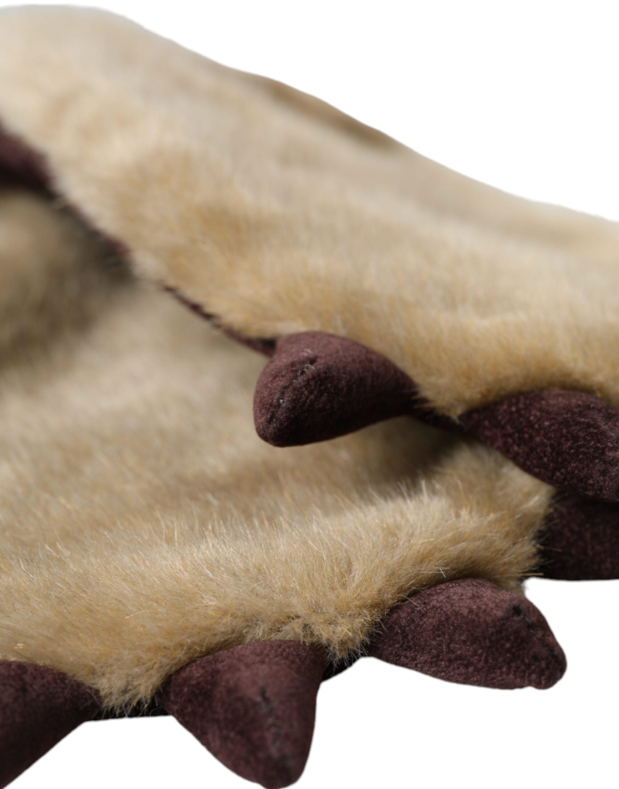 Dolce & Gabbana Beige Acrylic Knitted Fur Wrist Mitten Gloves Dolce & Gabbana