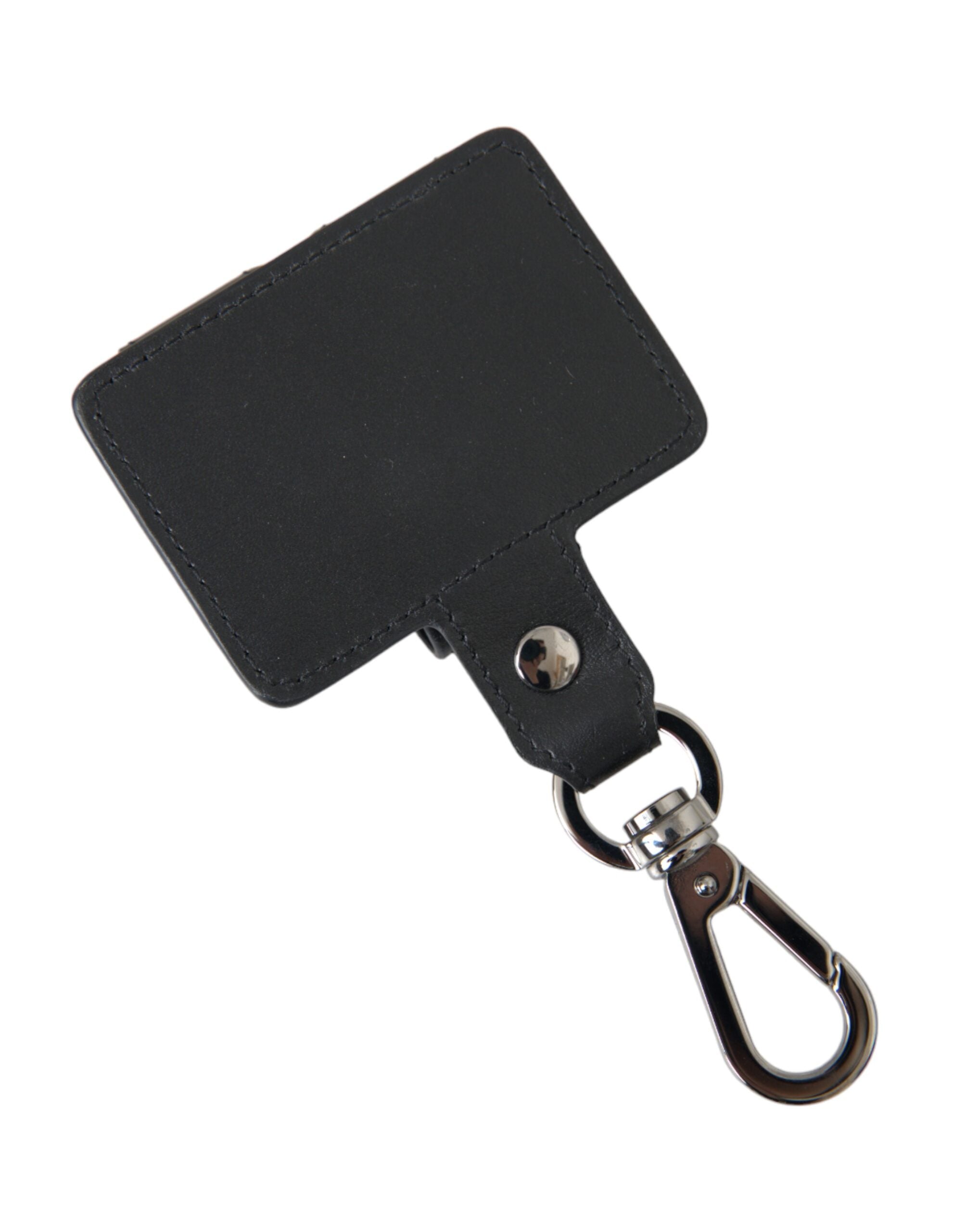 Dolce & Gabbana Black Plain Leather Silver Metal Airpods Case Dolce & Gabbana